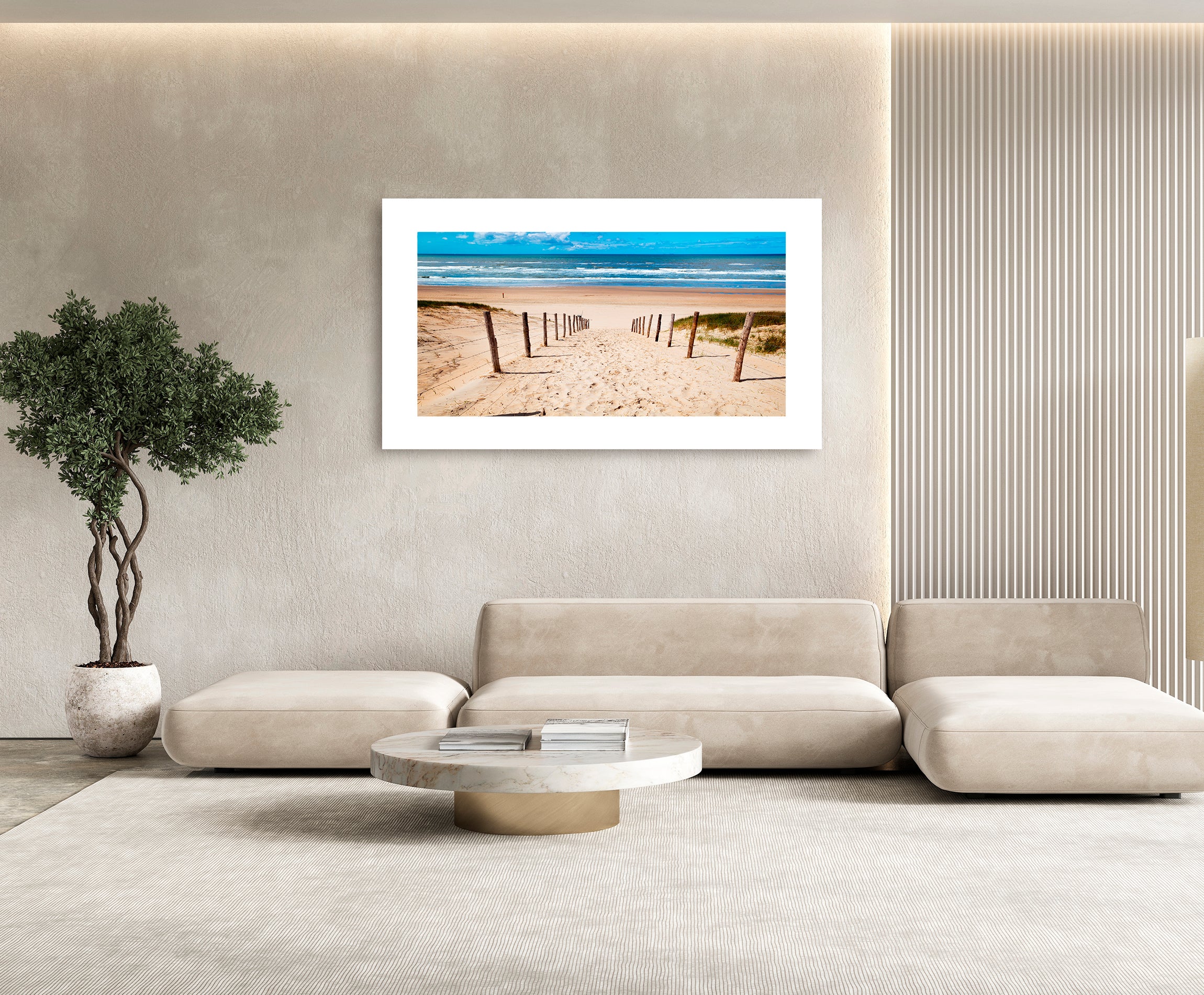 Cuadro con marco costa playa 140 cm x 80 cm