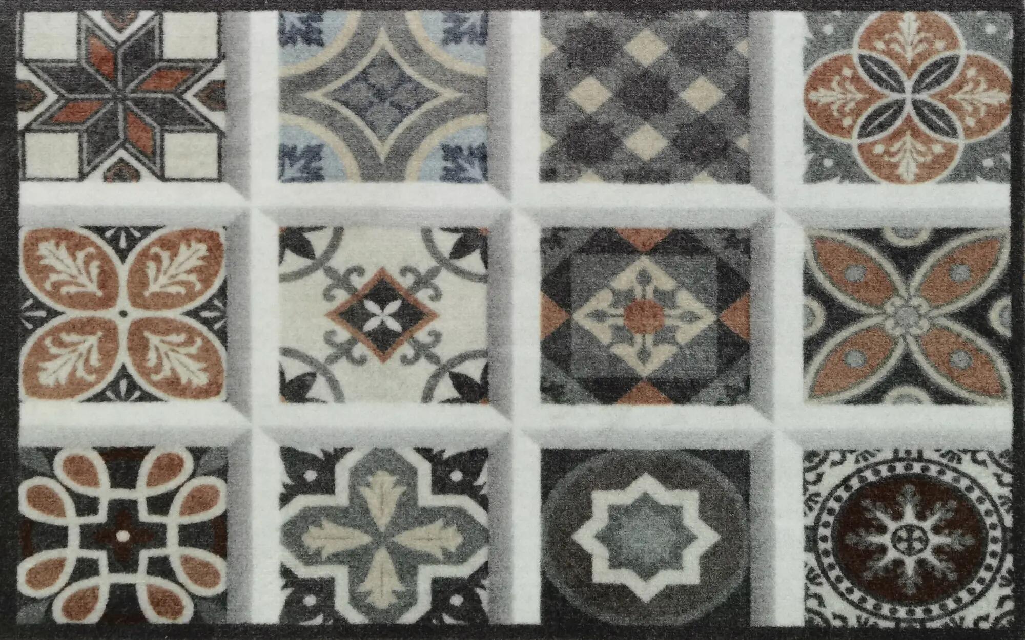 Alfombra multiusos multicolor poliamida azulejos 50 x 80cm