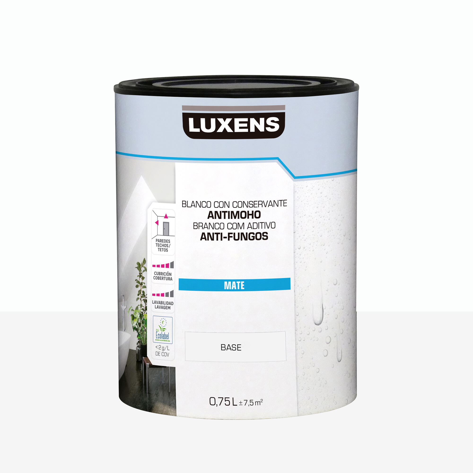 Pintura de interior luxens color a tu gusto blanco roto muy luminoso mate 0.75l
