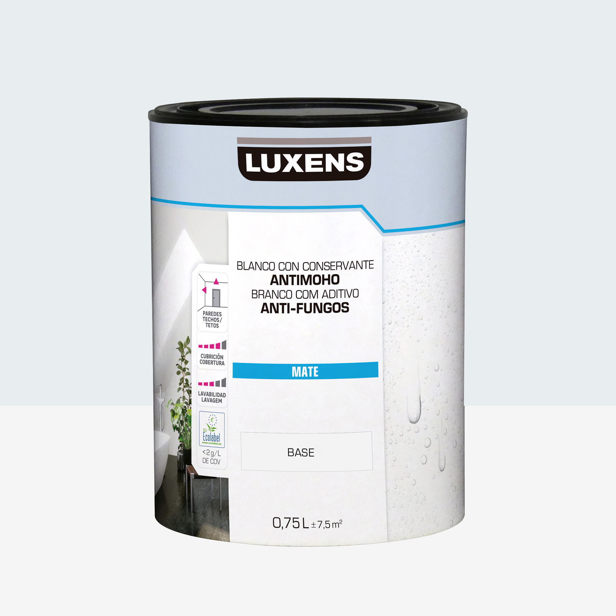 Pintura de interior luxens color a tu gusto gris acero muy luminoso mate 0.75l
