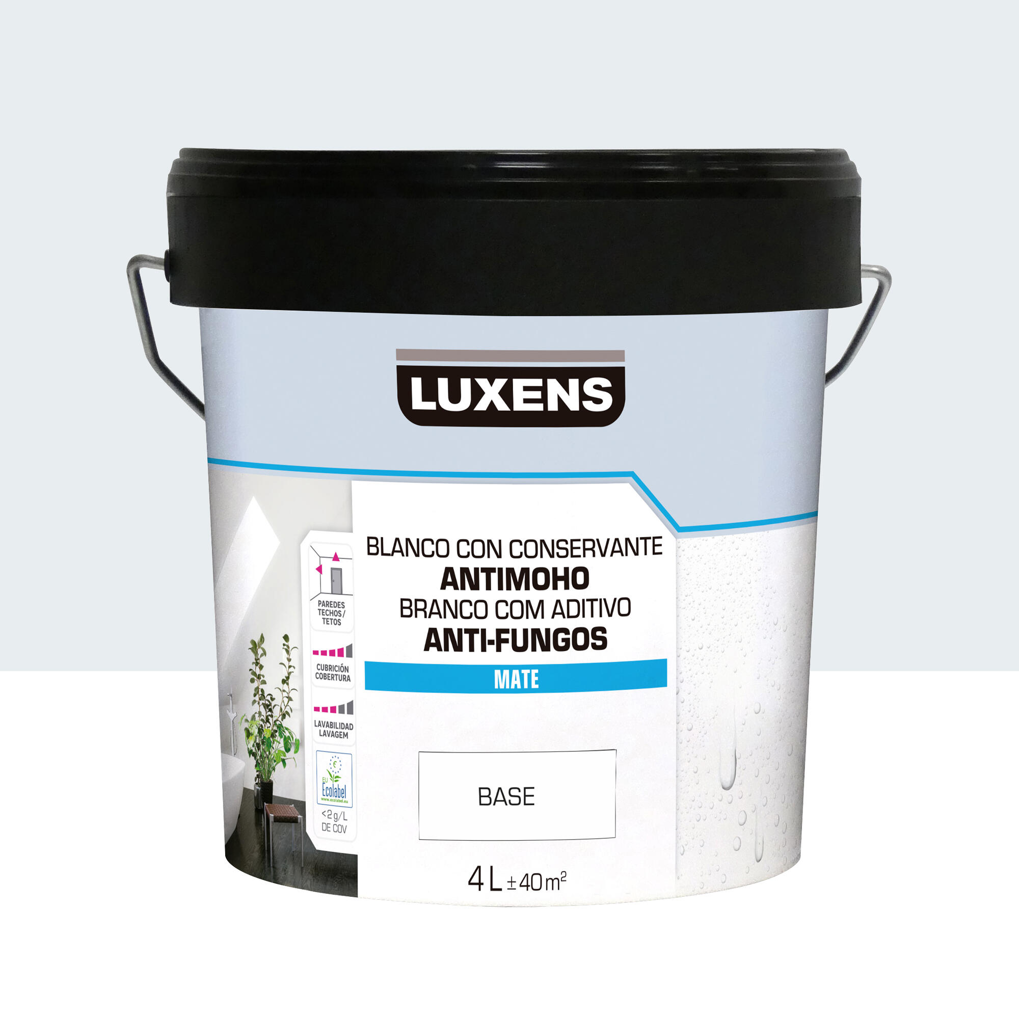 Pintura de interior luxens color a tu gusto gris acero muy luminoso mate 4l