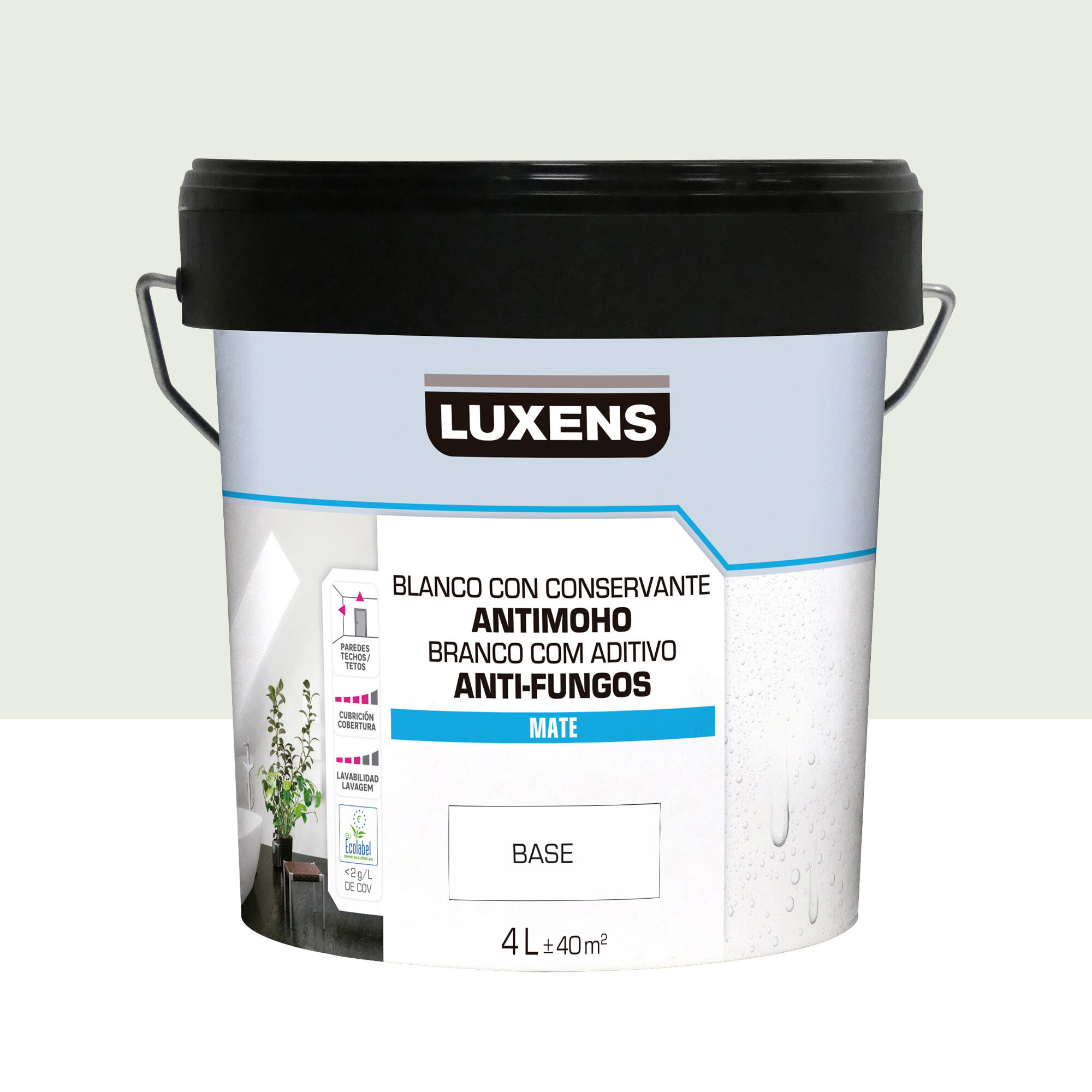 Pintura de interior luxens color a tu gusto gris pastel muy luminoso mate 4l