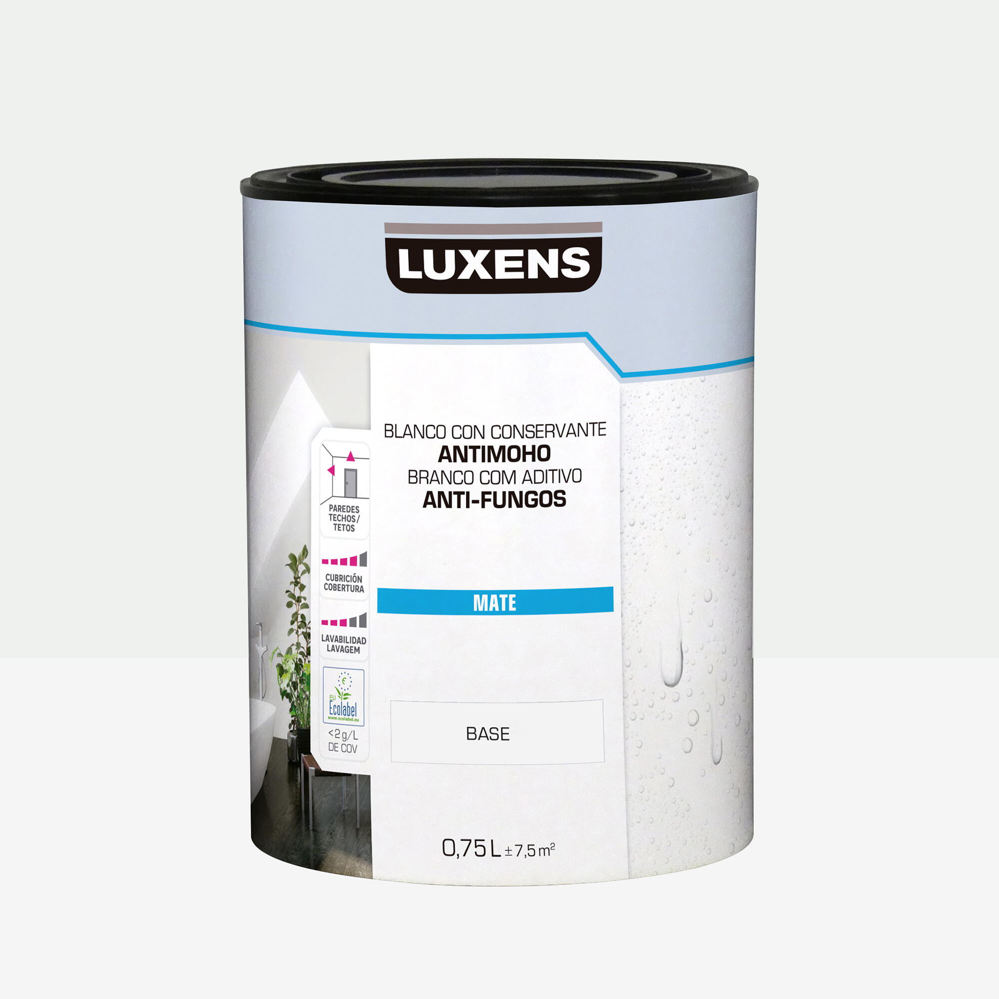Pintura de interior luxens color a tu gusto gris plata muy luminoso mate 0.75l