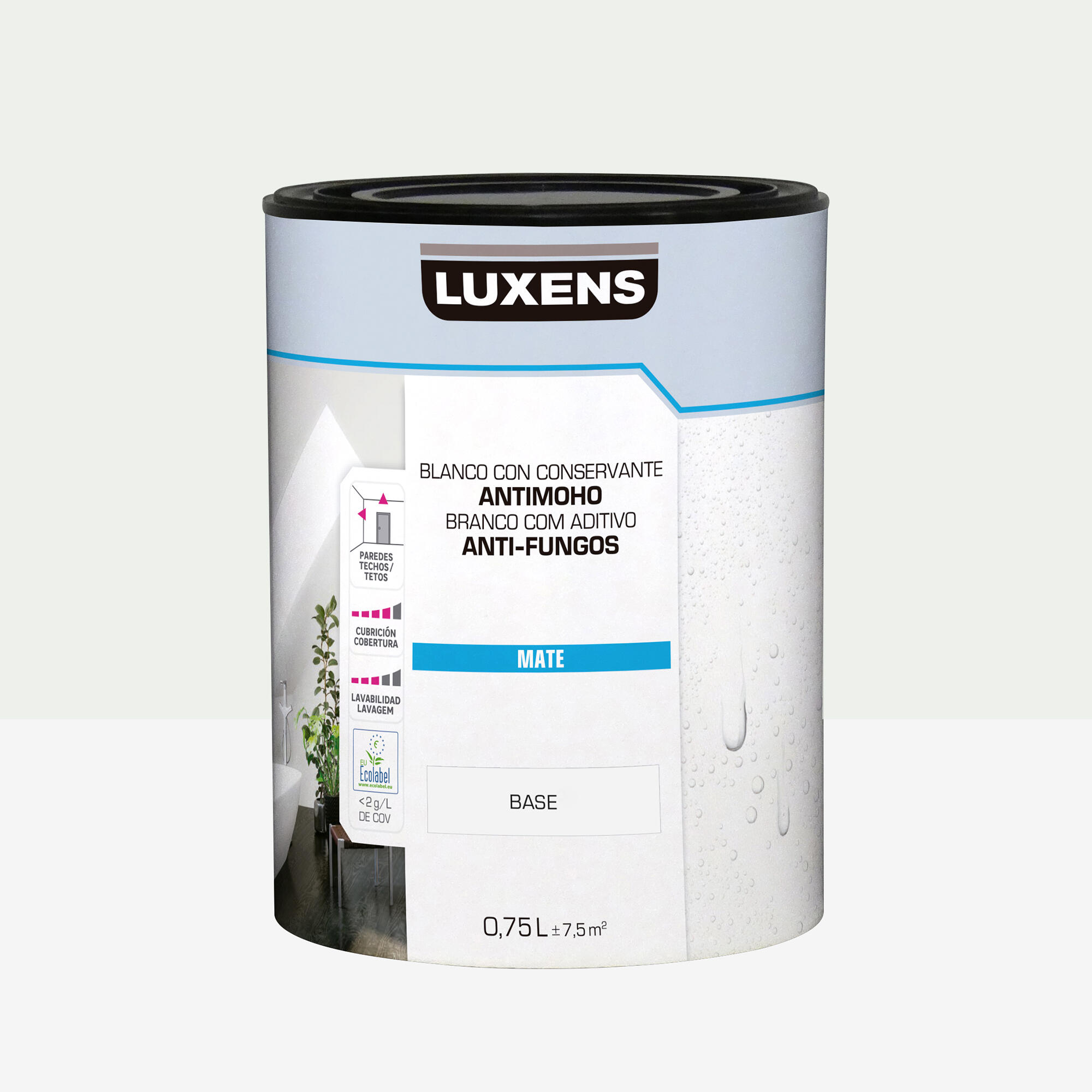Pintura de interior luxens color a tu gusto gris muy luminoso mate 0.75l
