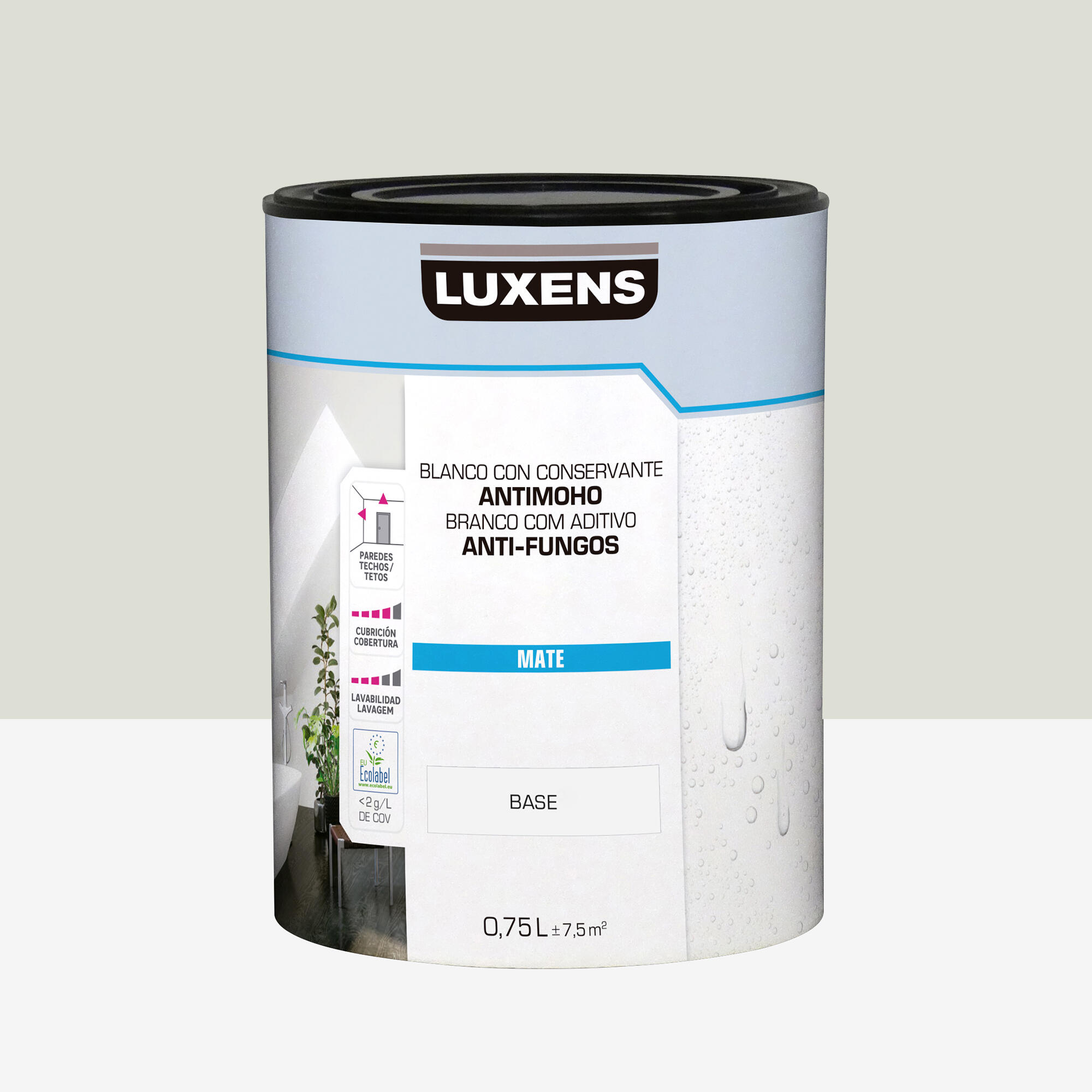 Pintura de interior luxens color a tu gusto gris pastel luminoso mate 0.75l