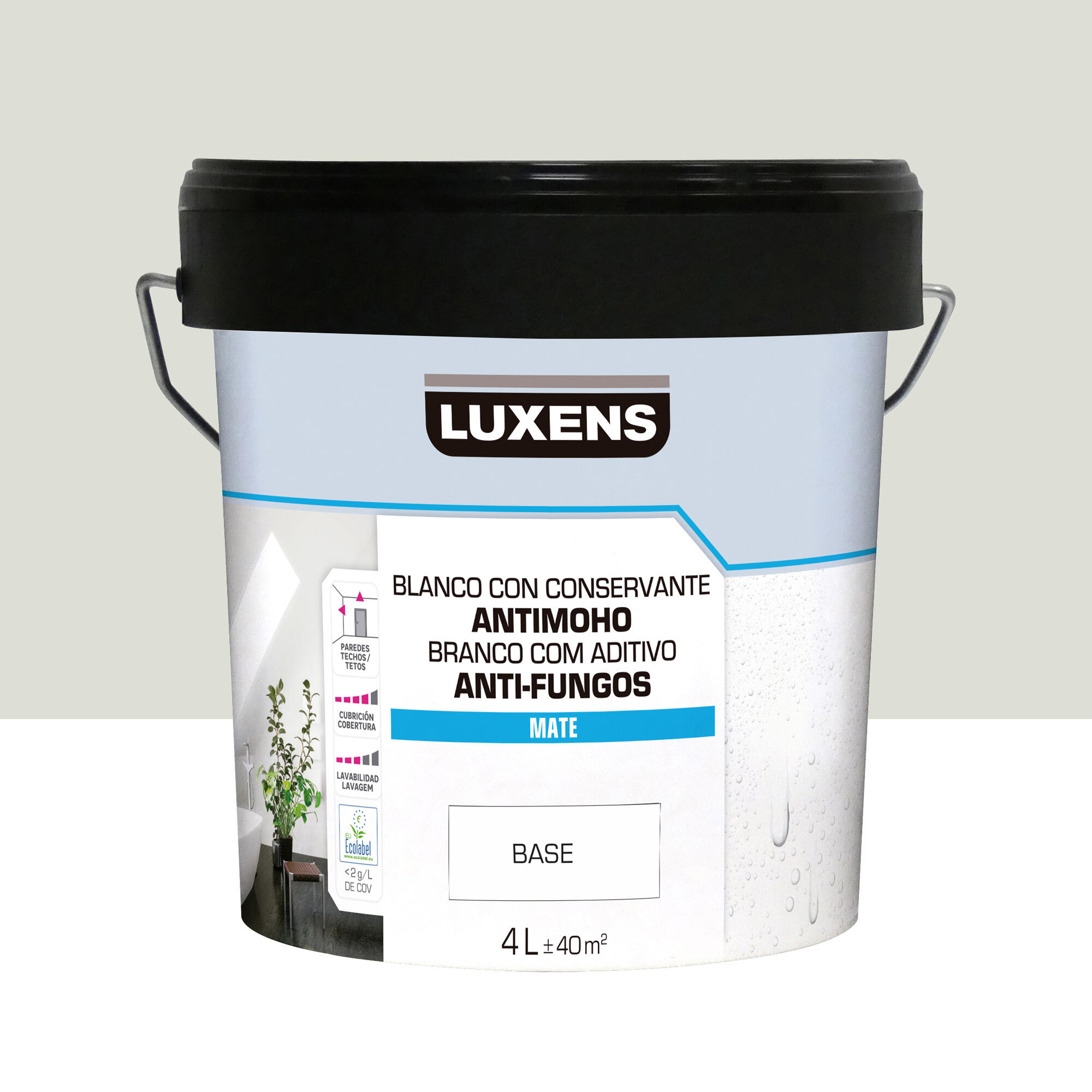 Pintura de interior luxens color a tu gusto gris pastel luminoso mate 4l