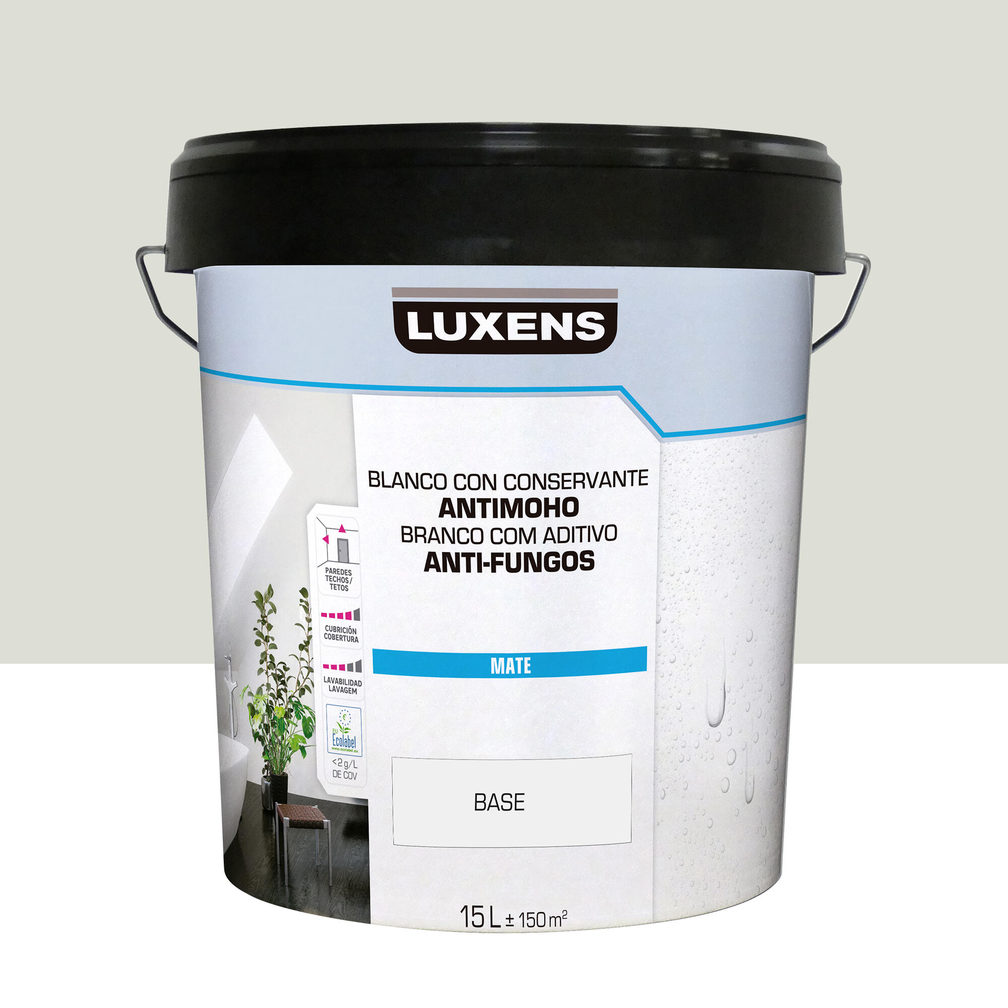 Pintura de interior luxens color a tu gusto gris pastel luminoso mate 15l