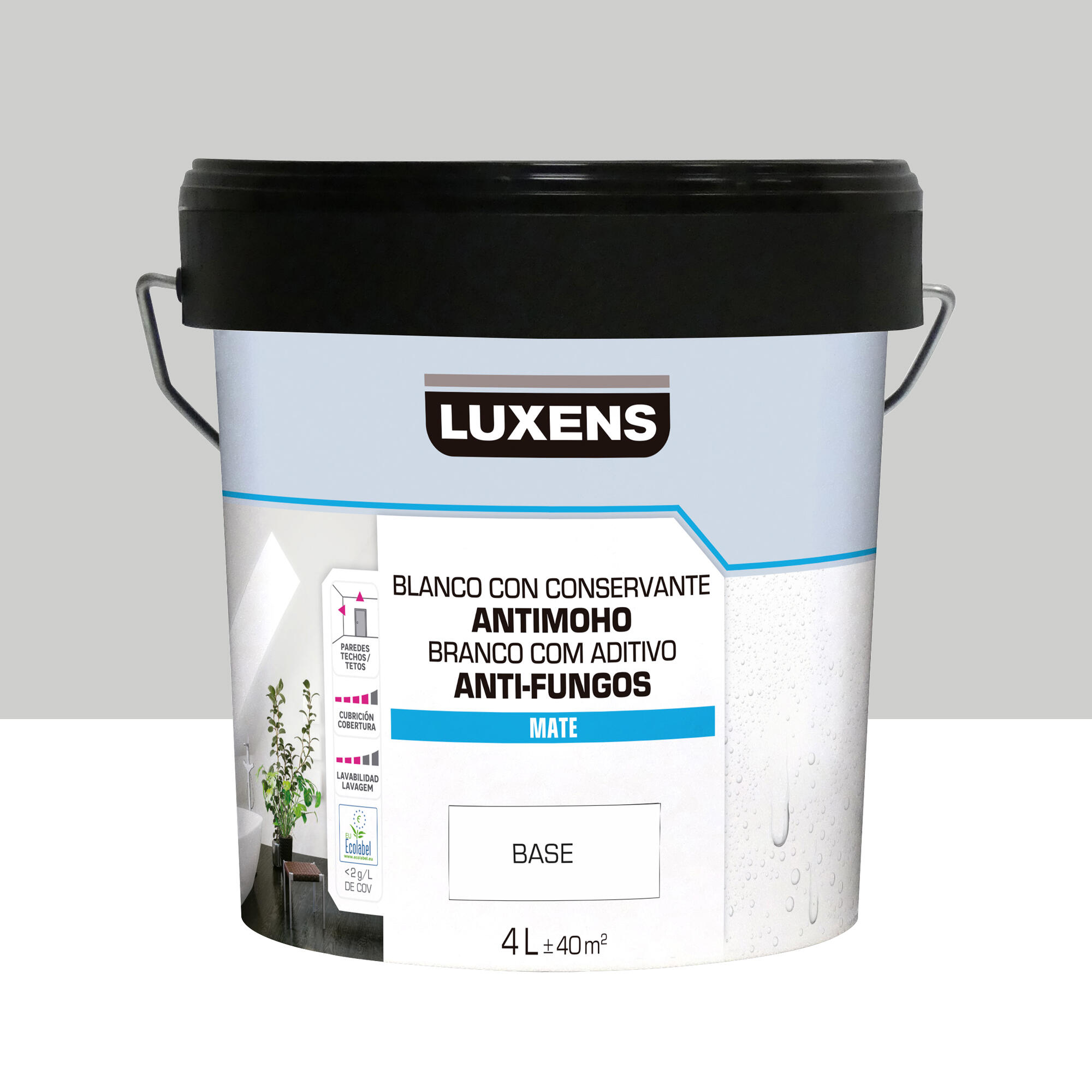 Pintura de interior luxens color a tu gusto gris delfín suave luminoso mate 4l