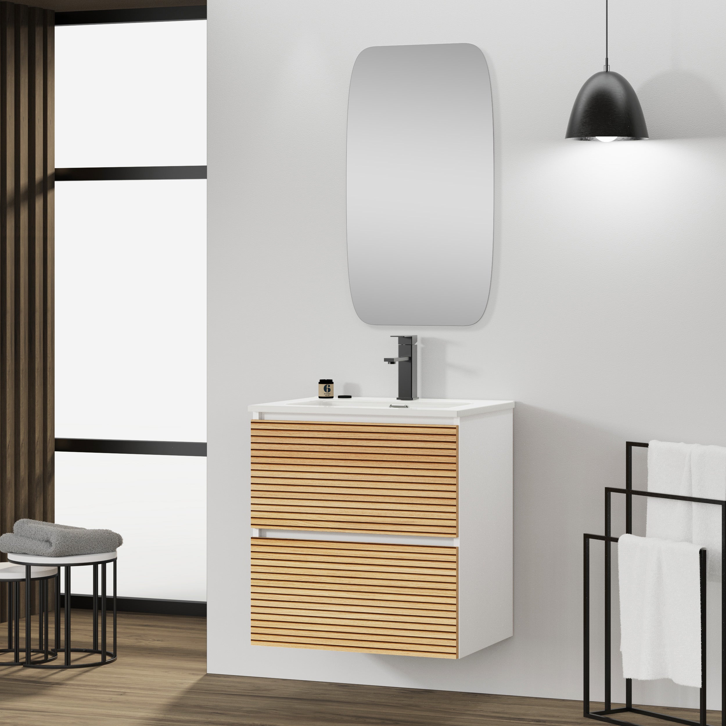 Mueble de baño con lavabo japón blanco 60x44.6 cm