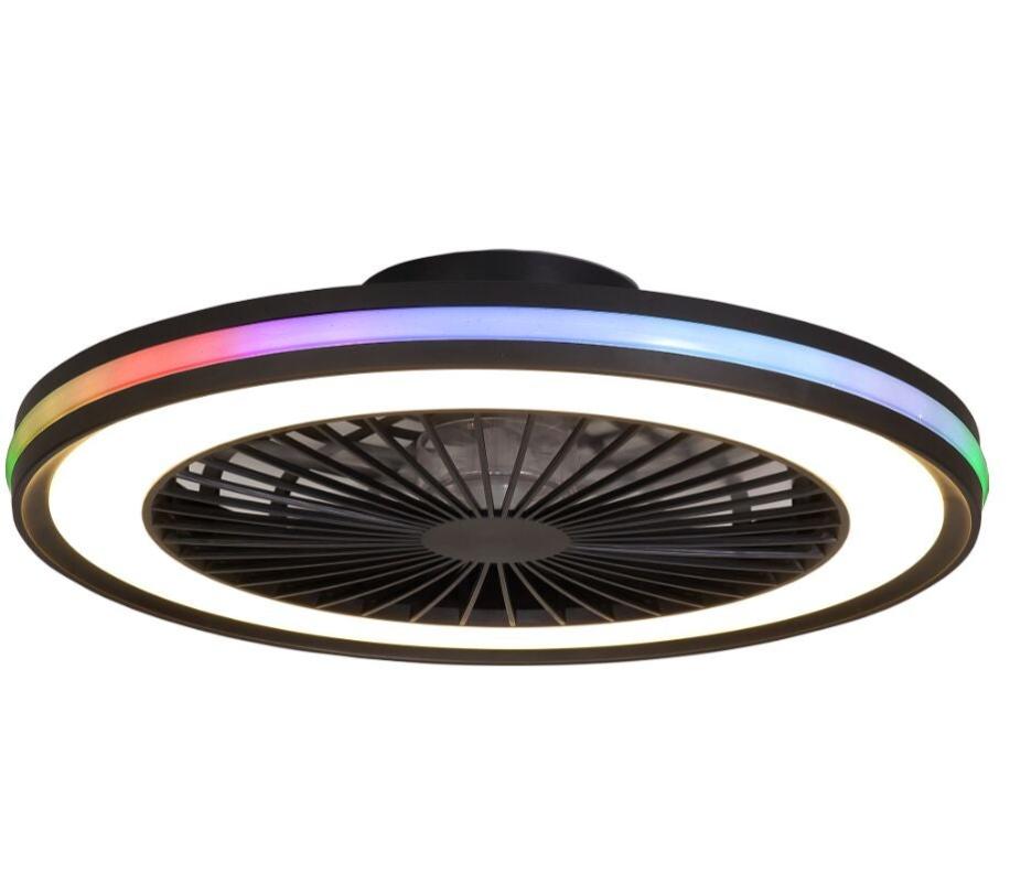 Ventilador de techo con luz motor dc gamer multicolor, negro 56 cm