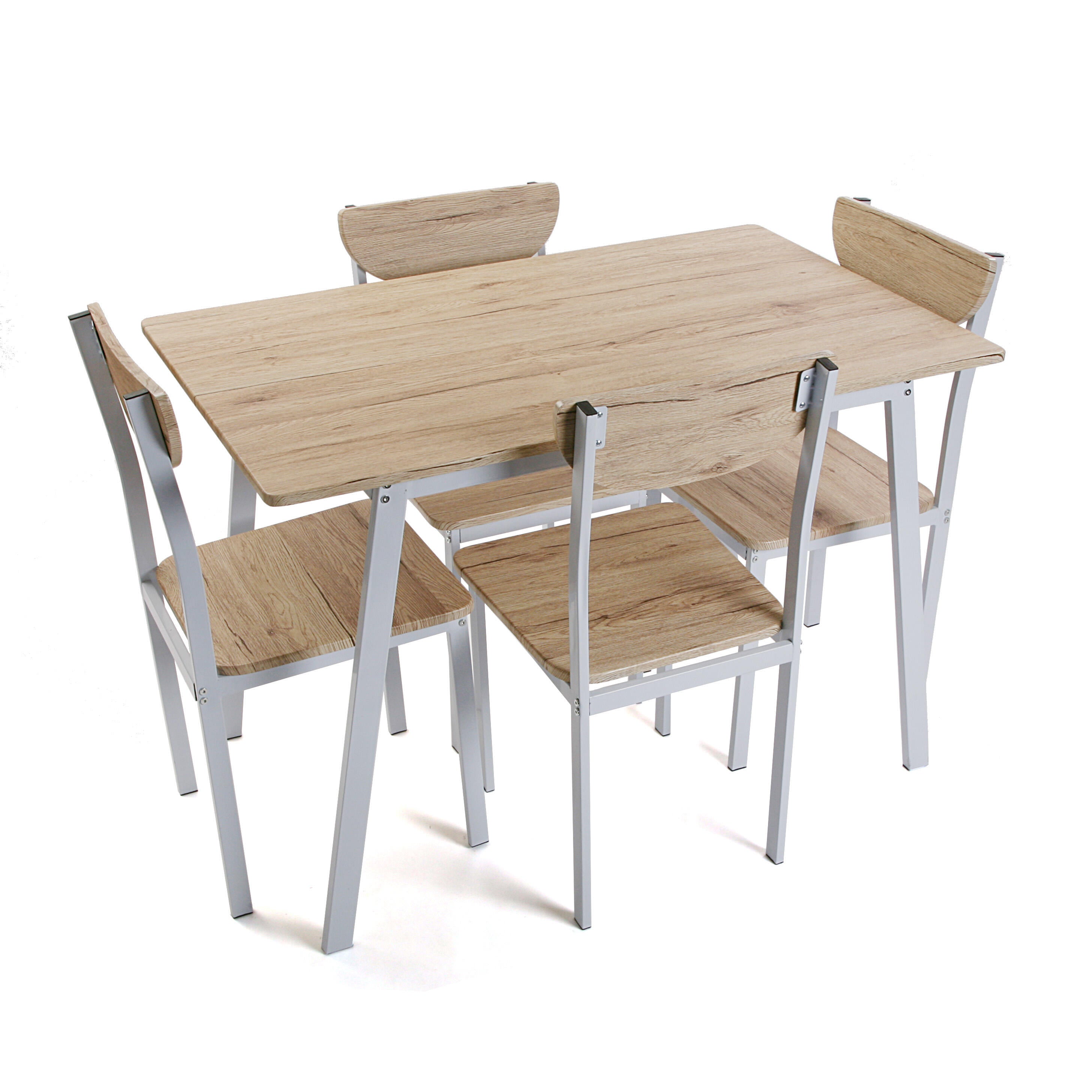 Conjunto de mesa de 75x70x110 cm y 4 sillas versa en madera mdf beige/blanco