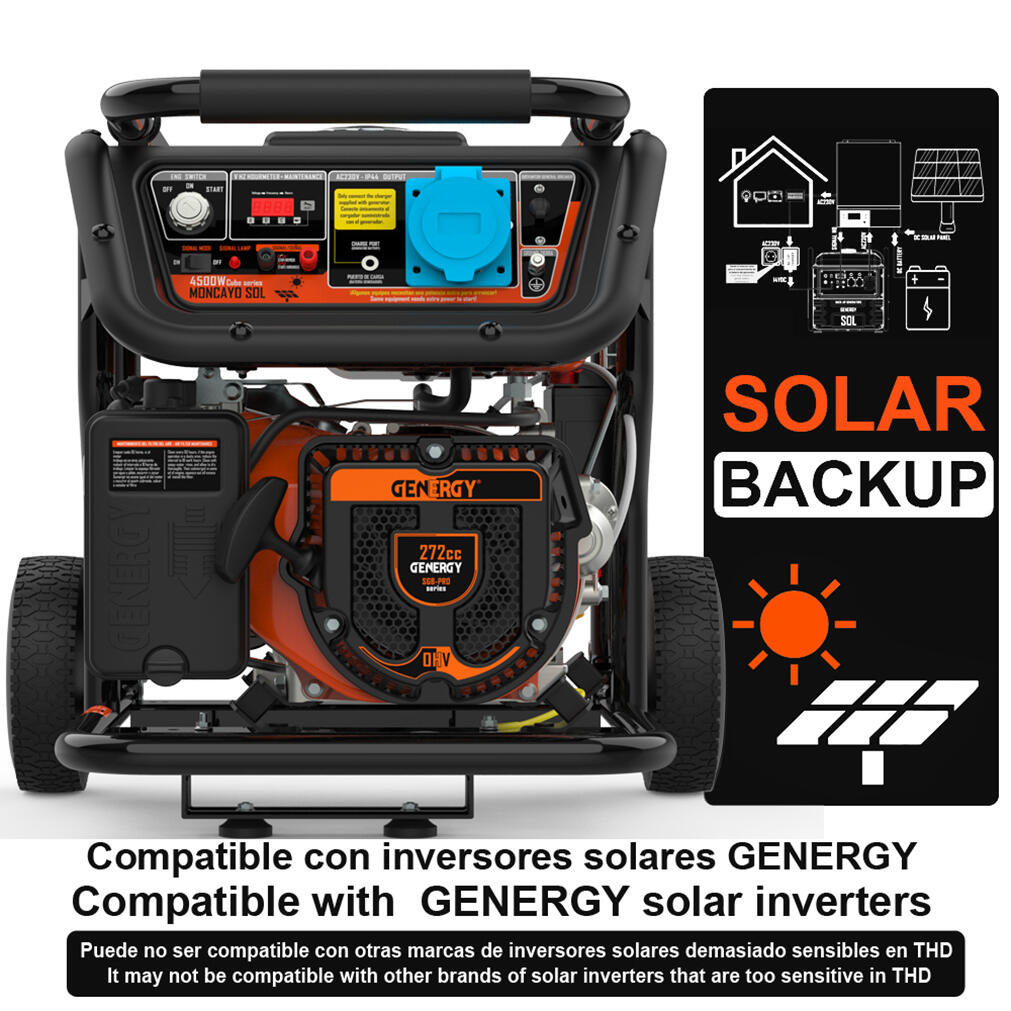Generador aut gasolina genergy moncayo sol, 4,5kw, avr, apoyo fotovoltaica.