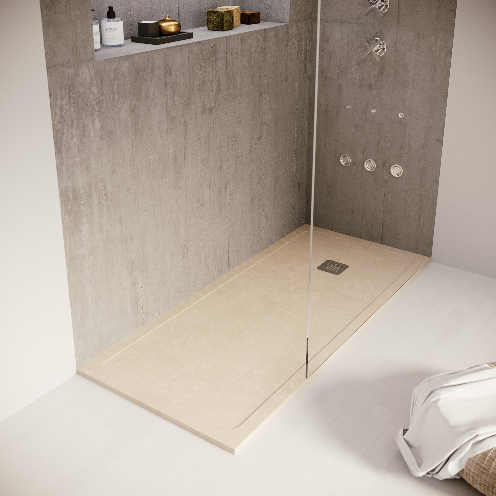 Plato de ducha extraplano beige 100x200 cm