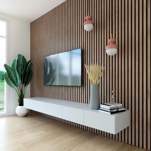 Panel listones de madera mocca Line-M 265x12,2x1,2 cm — Decosola