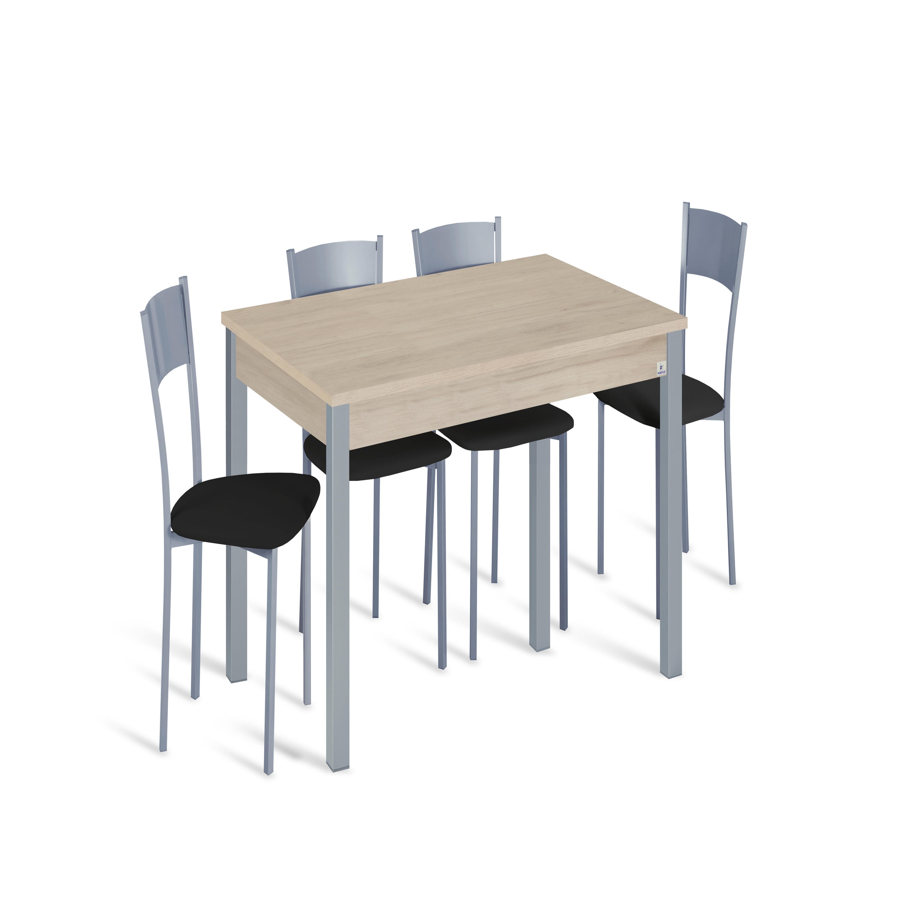 conjunto-mesa-comedor-de-cristal-110x70cm-y-4-sillas-acolchadas – Firstline  España