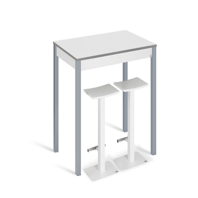 Mesa de cocina fija laminado blanco  Dimensiones : 100 x 60 cm. - Patas:  Blanco texturizado