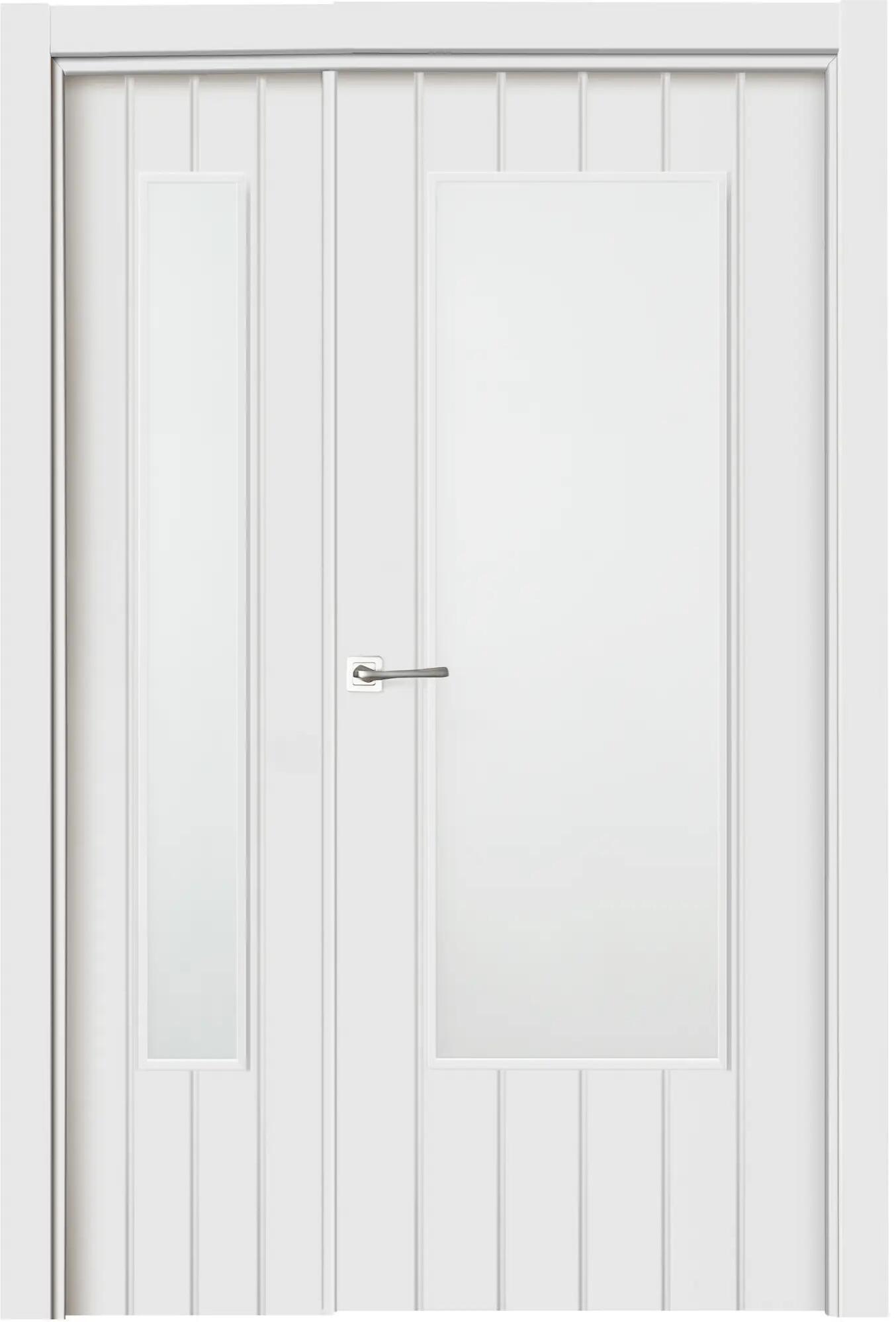 Puerta interior abatible chicago blanco apertura derecha con cristal 125cm