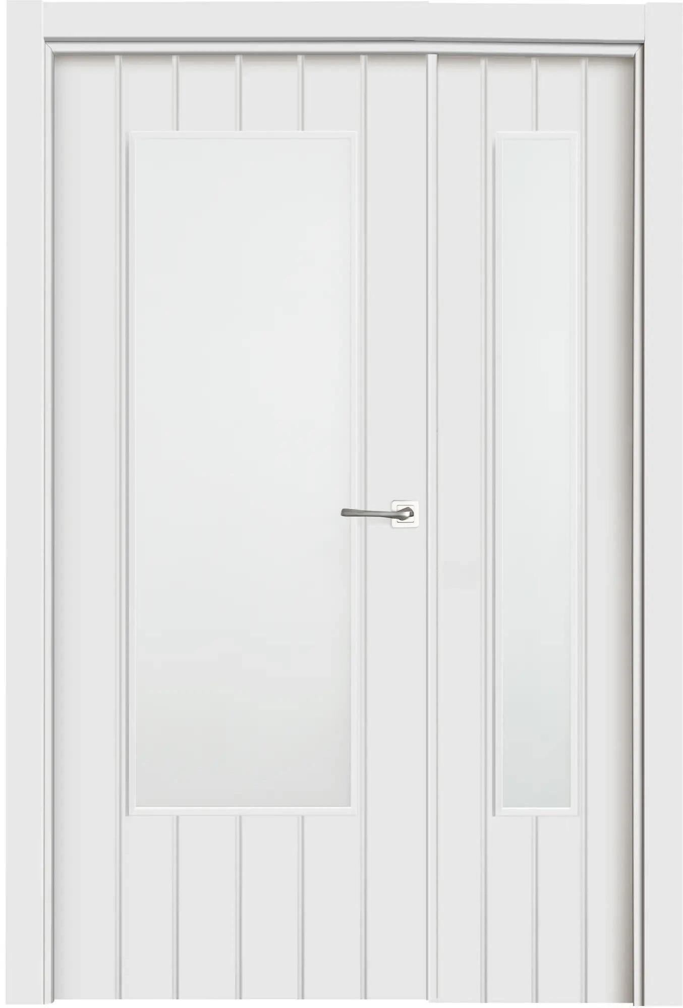 Puerta interior abatible chicago blanco apertura izquierda con cristal 125cm