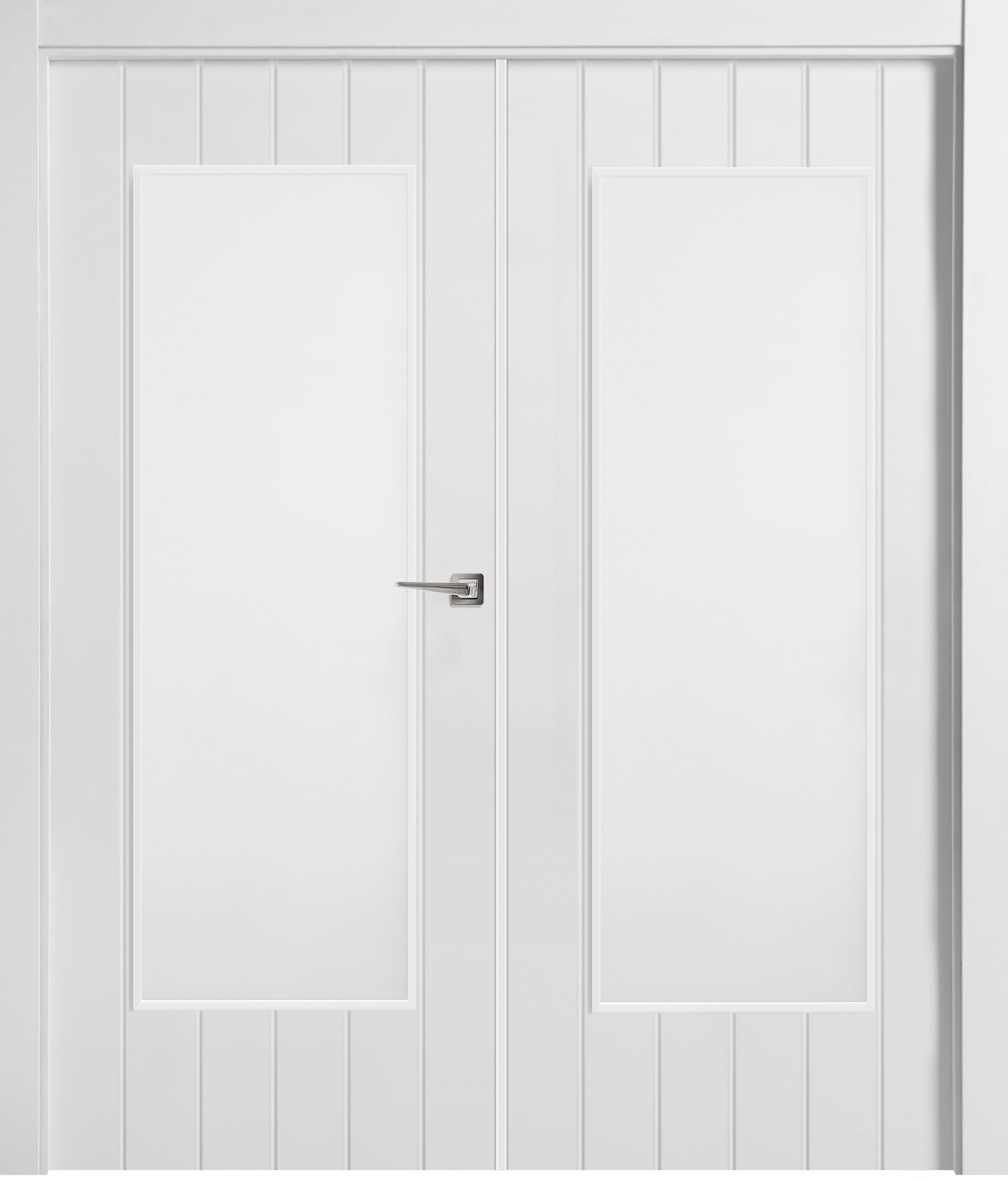 Puerta interior abatible chicago blanco apertura izquierda con cristal 145cm