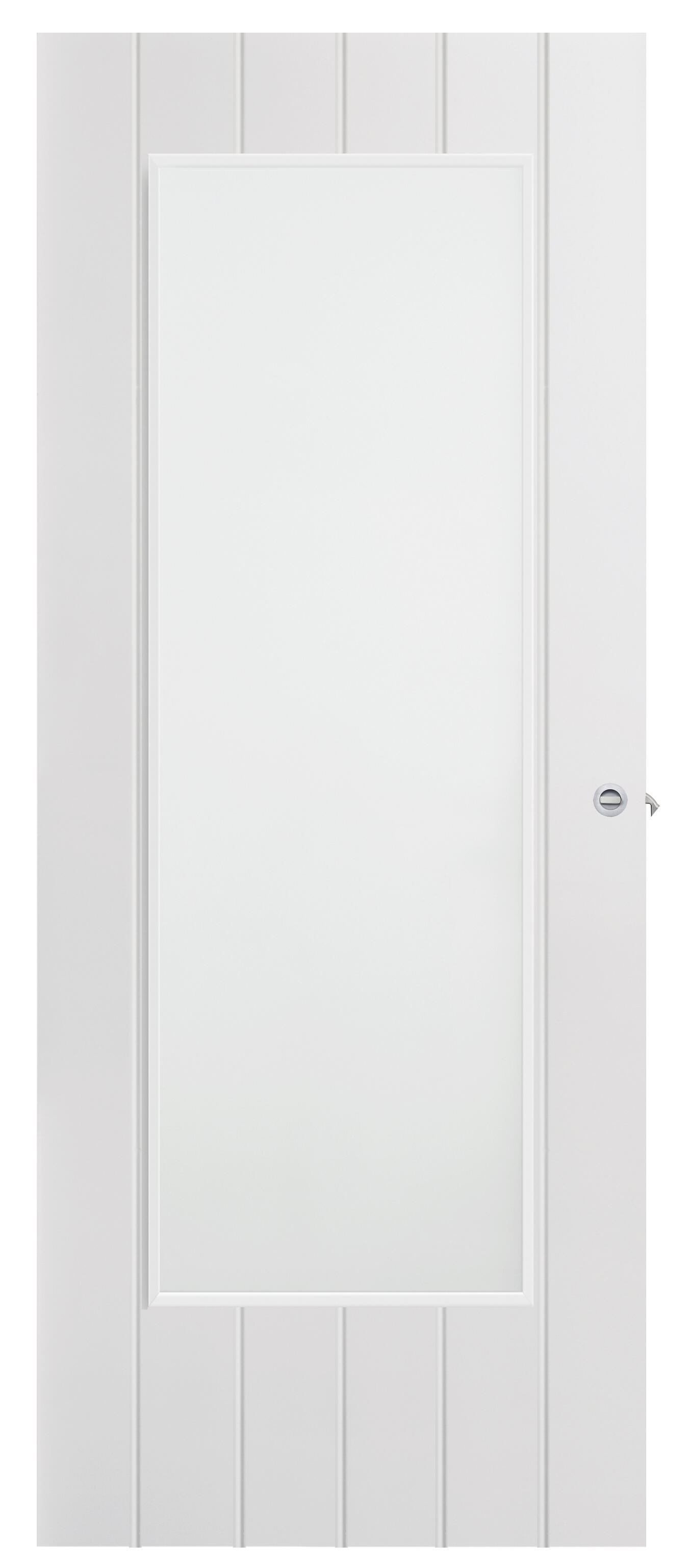 Puerta corredera chicago blanco con cristal de 72.5cm uñero y condena