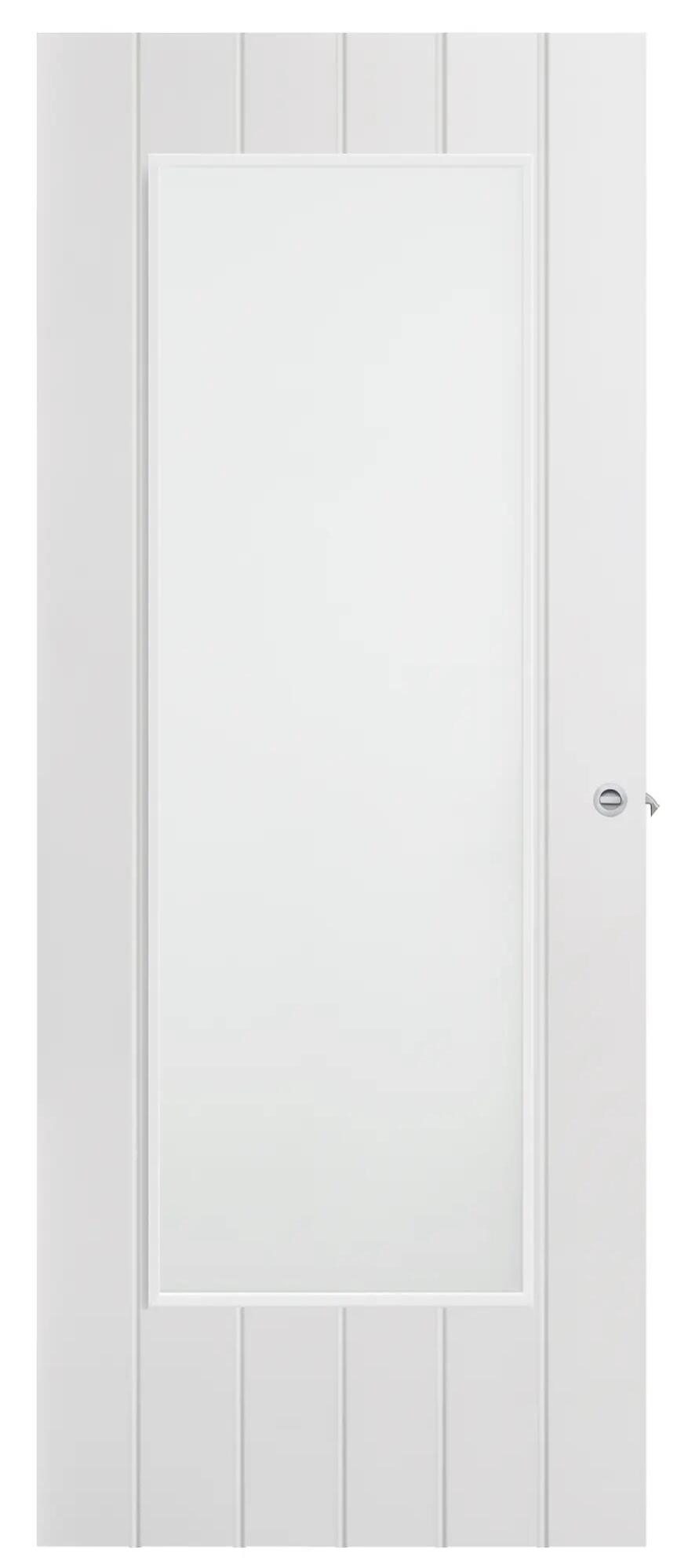 Puerta corredera chicago blanco con cristal de 82.5cm uñero y condena