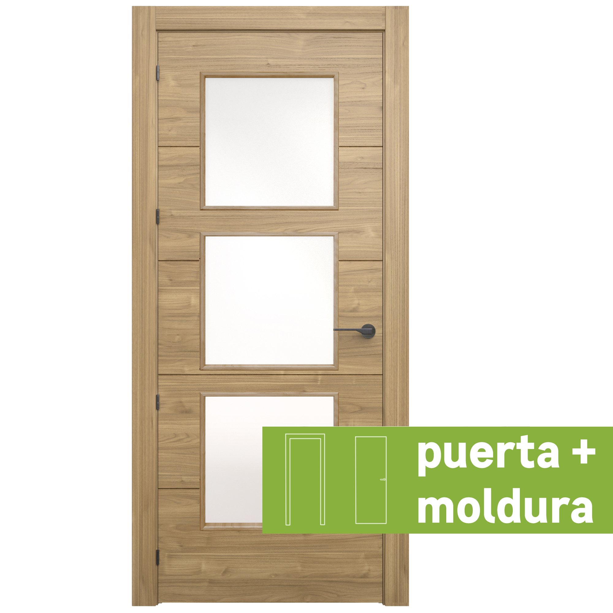 Conjunto Puerta Berna Slow Plus Nogal Izquierda Con Cristal De 82,5cm ...