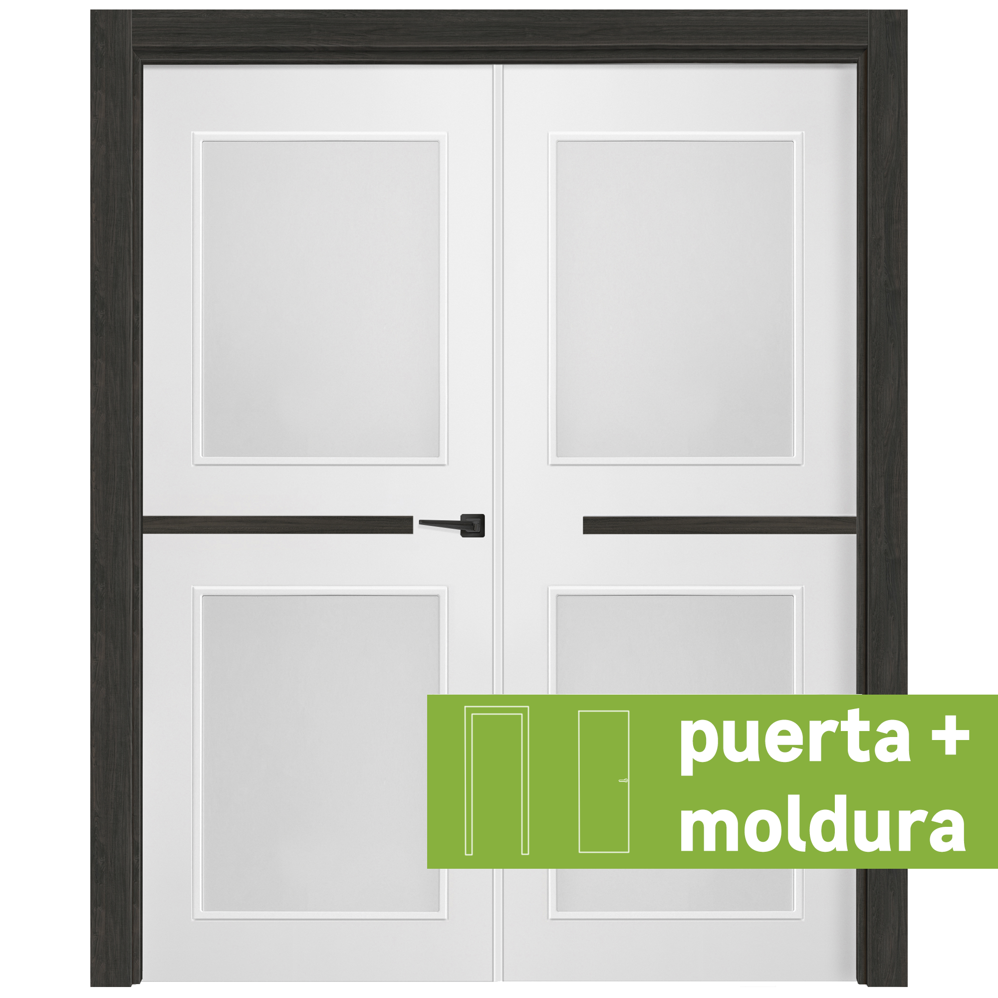 Conjunto puerta doble denver c-carbón izquierda cristal mate de 125cm + tapeta