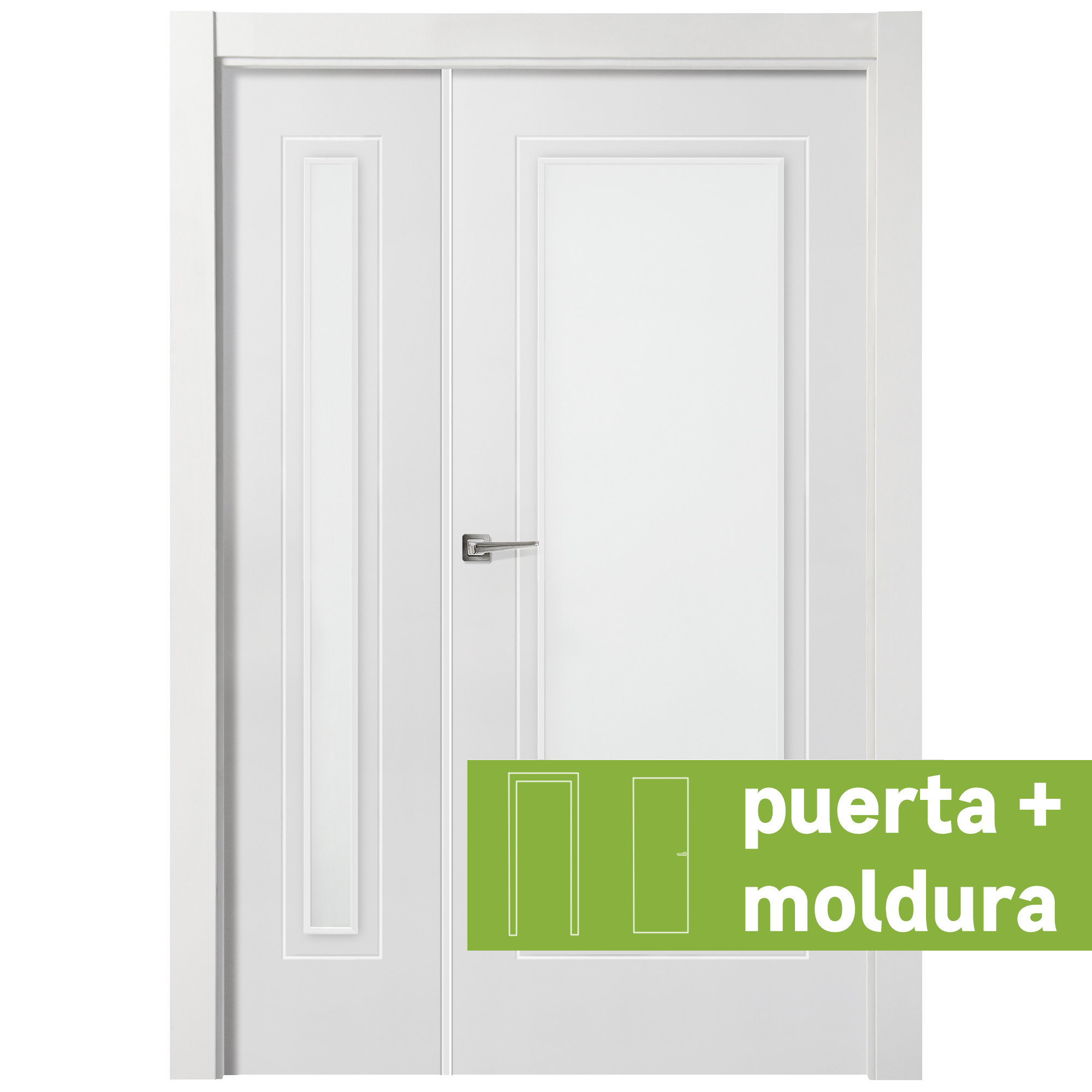 Conjunto puerta miramar blanco derecha con cristal de 125 cm + tapeta de la marca Sin marca