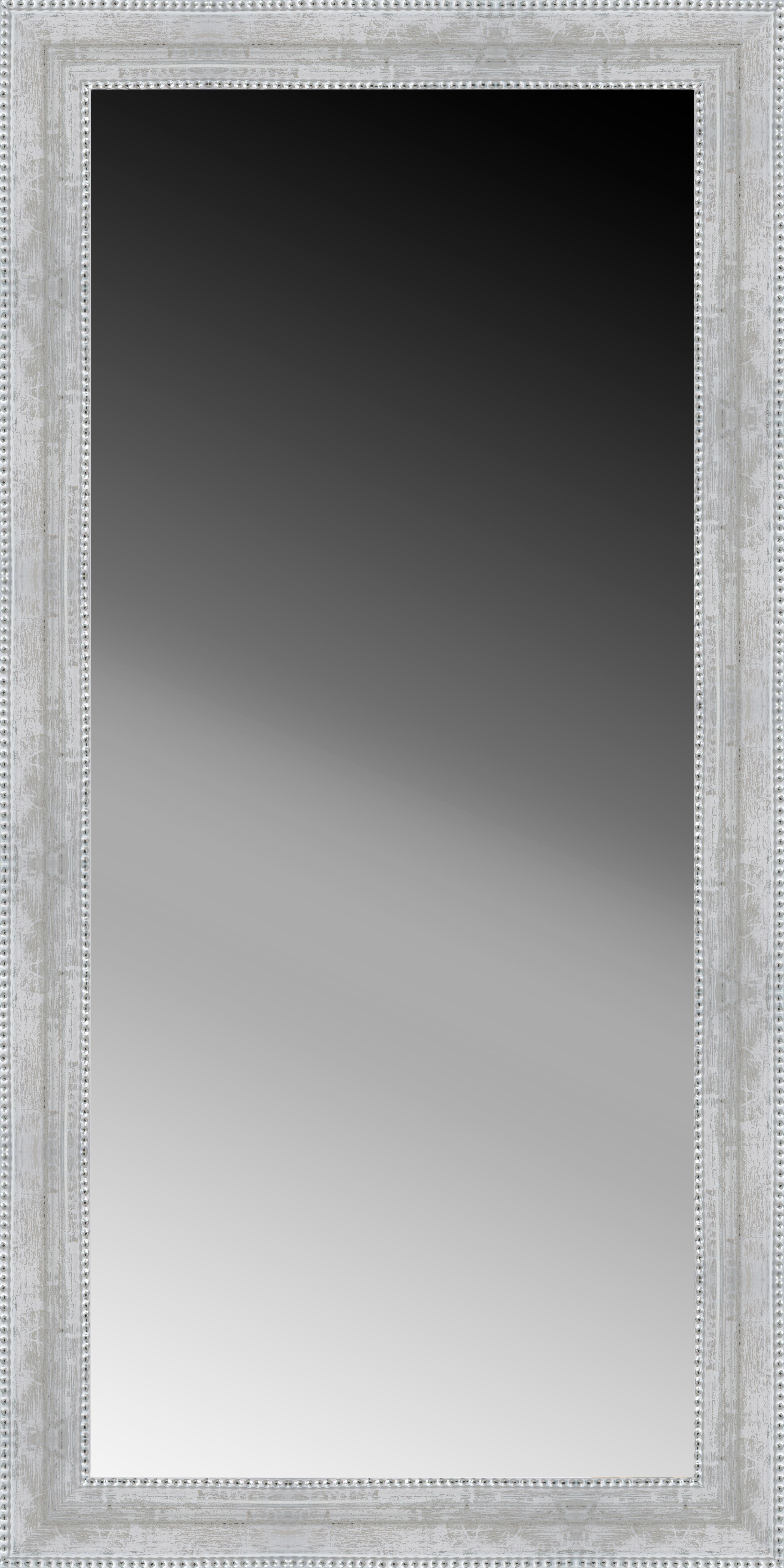 Espejo enmarcado xxl bolitas nacarado blanco y plata 170 x 70 cm