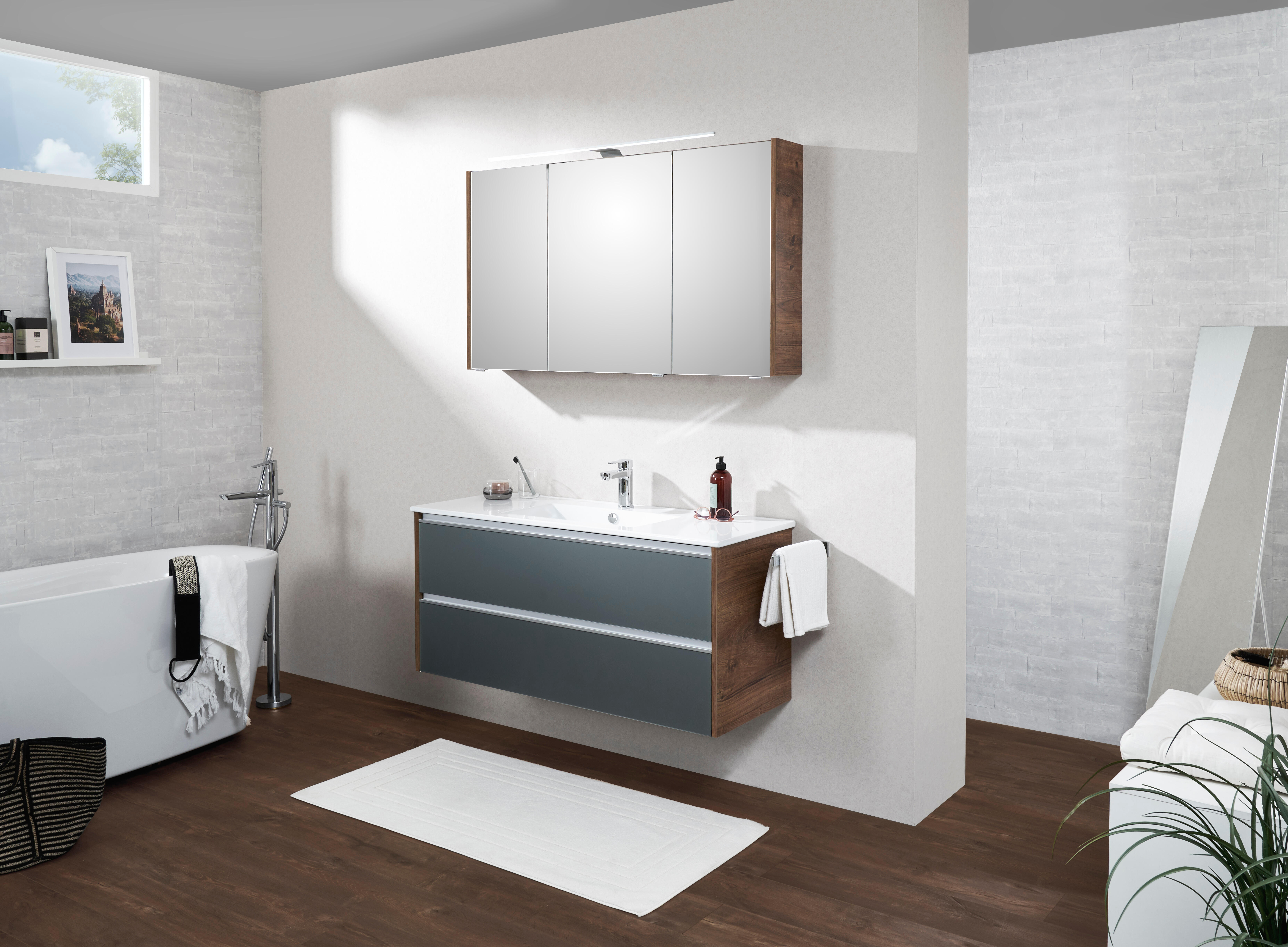 Mueble de baño con lavabo laneo roble 100x45 cm