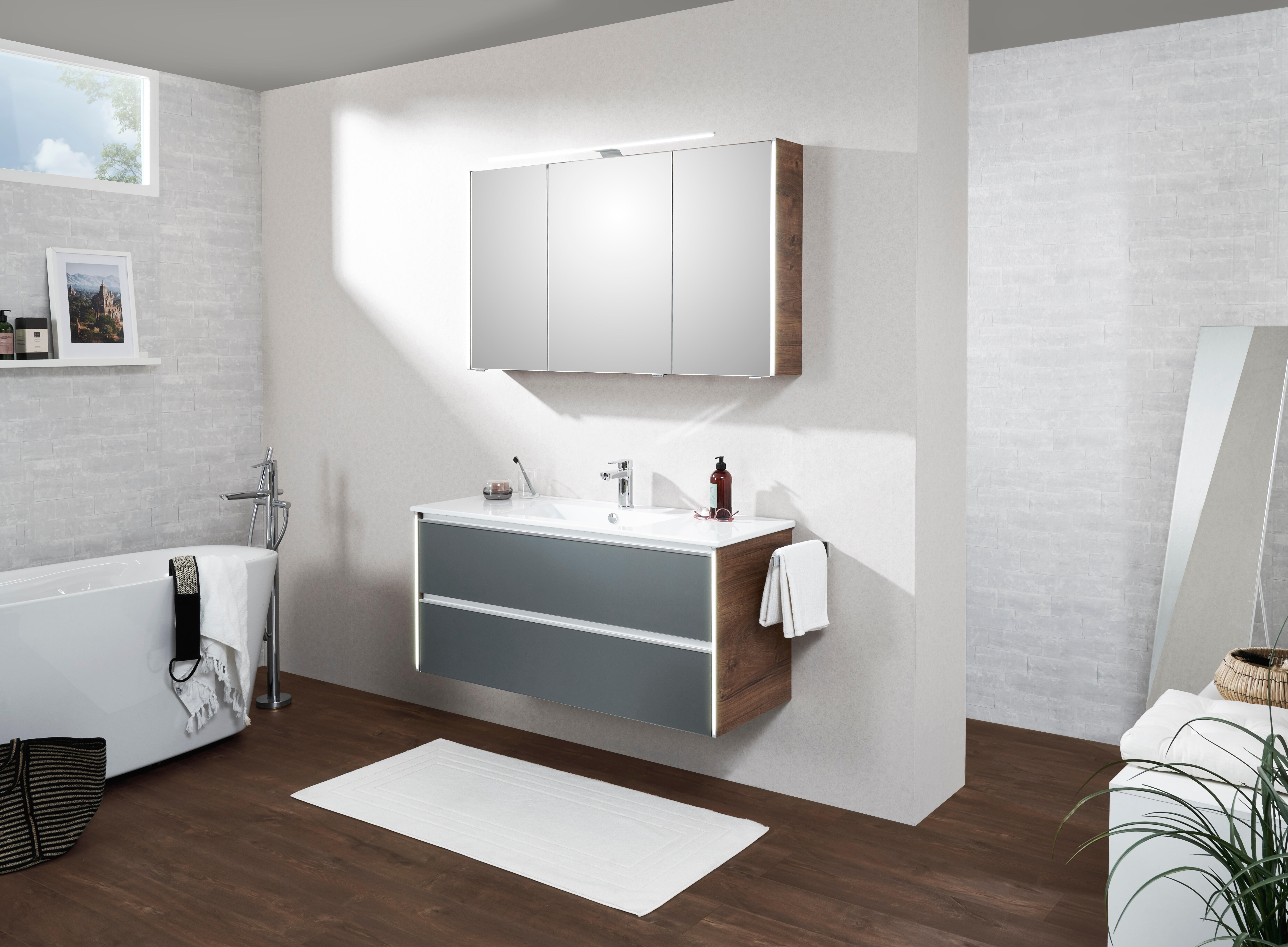 Mueble de baño con lavabo laneo roble 120x45 cm