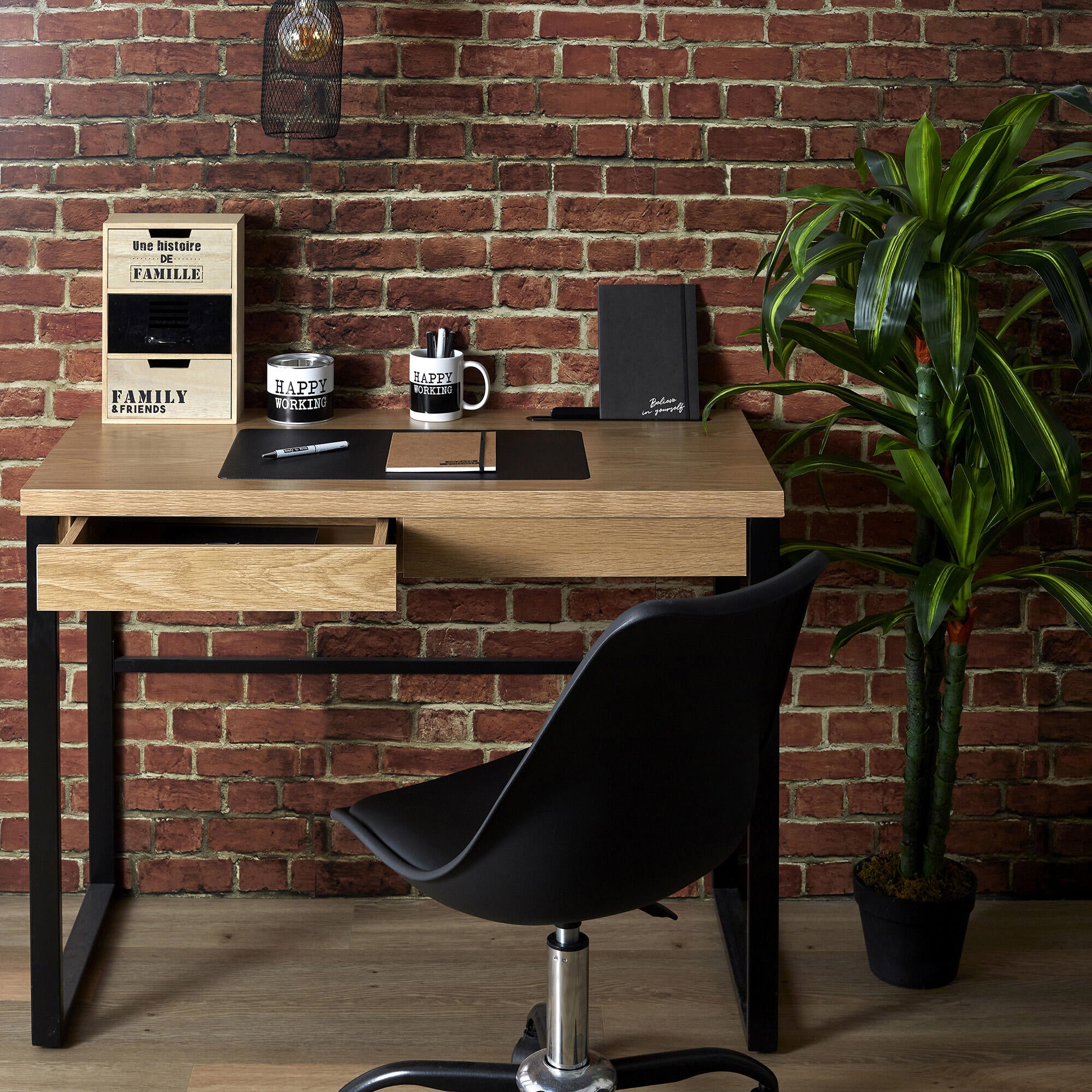 Mesa de escritorio lodz de mdf color negro 74x50,3x100cm