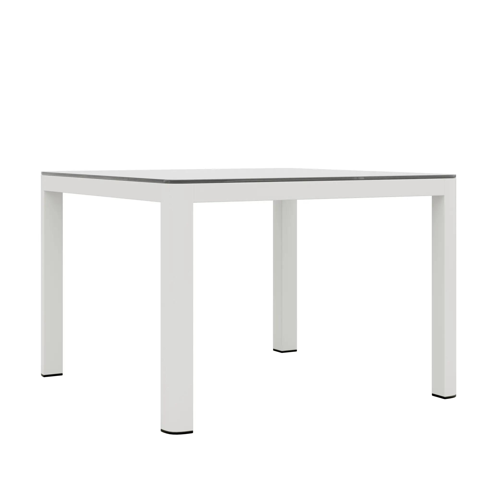 Mesa de jardín de comedor de aluminio salonica blanco de 100x70x100 cm