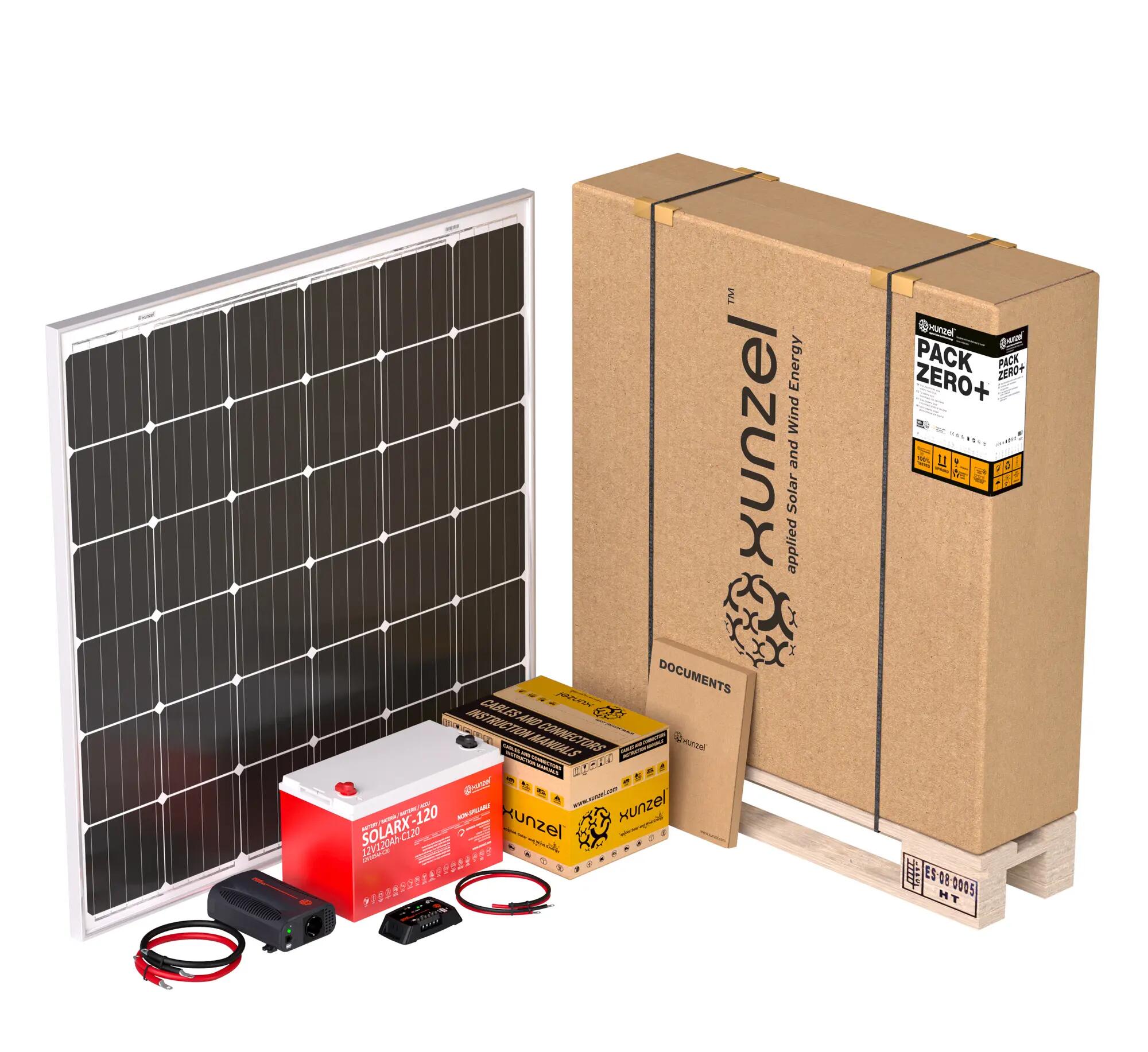 Kit solar pack zero+ xunzel5901xj hasta 950wh/d, bateria 1.4wh, inversor 400w