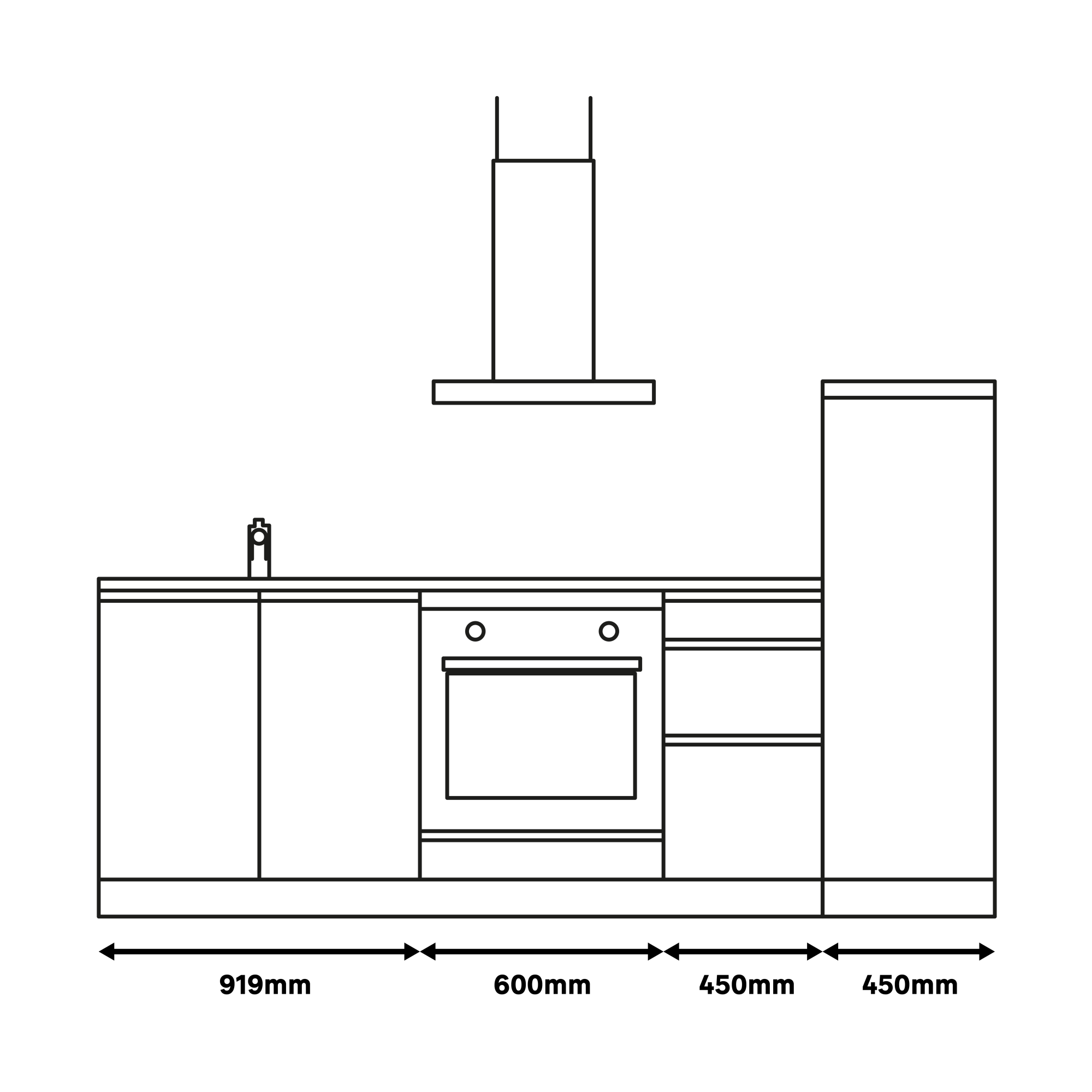 Cocina en kit delinea id con altos atenas blanco brillo 2.40 m