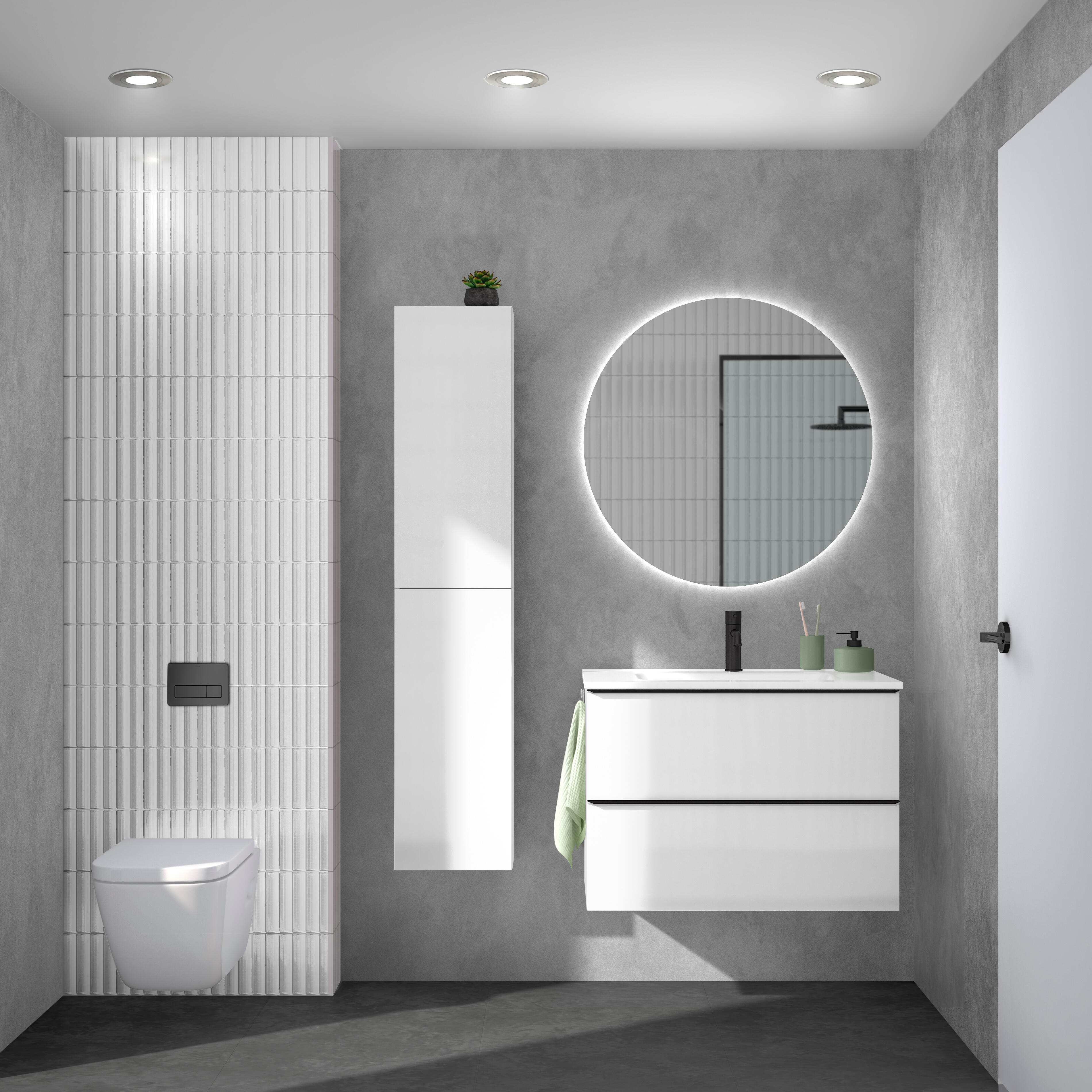 Mueble de baño con lavabo komplett blanco 80x45 cm