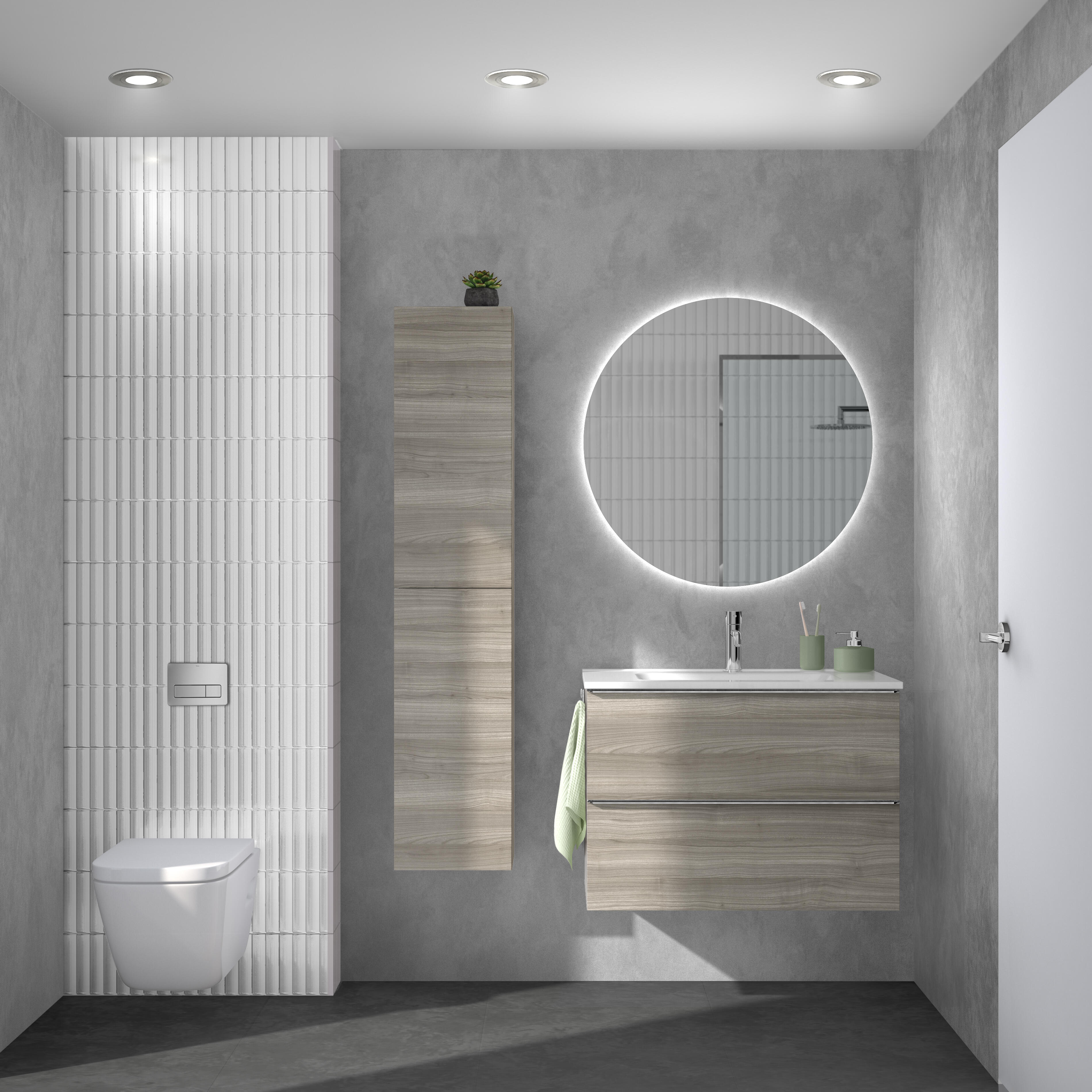 Mueble de baño con lavabo komplett roble gris 80x45 cm