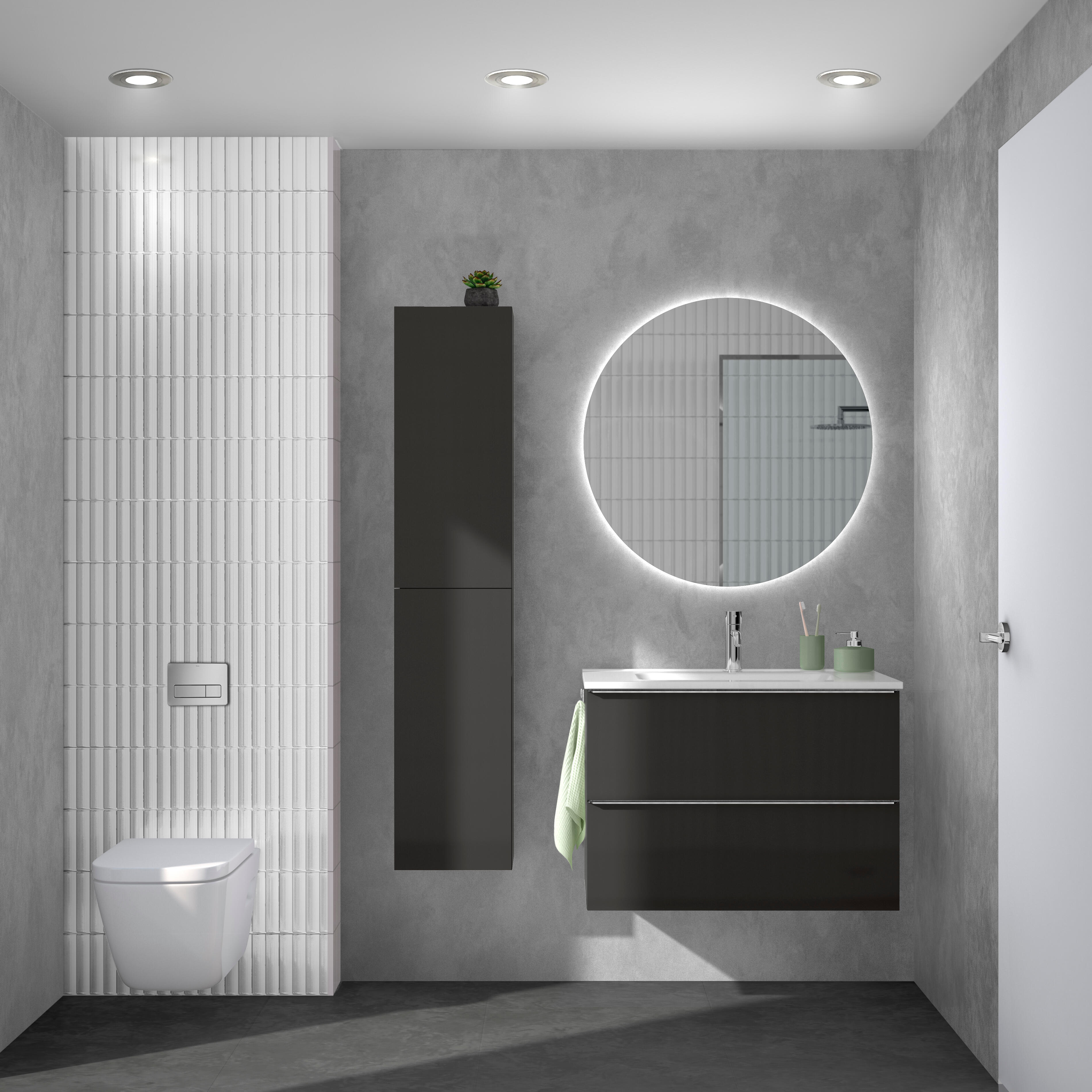 Mueble de baño con lavabo komplett antracita 80x45 cm