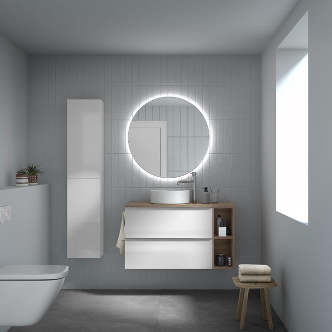 ajo Trastornado Ocurrir Mueble de baño con lavabo Komplett blanco 100x45 cm | Leroy Merlin