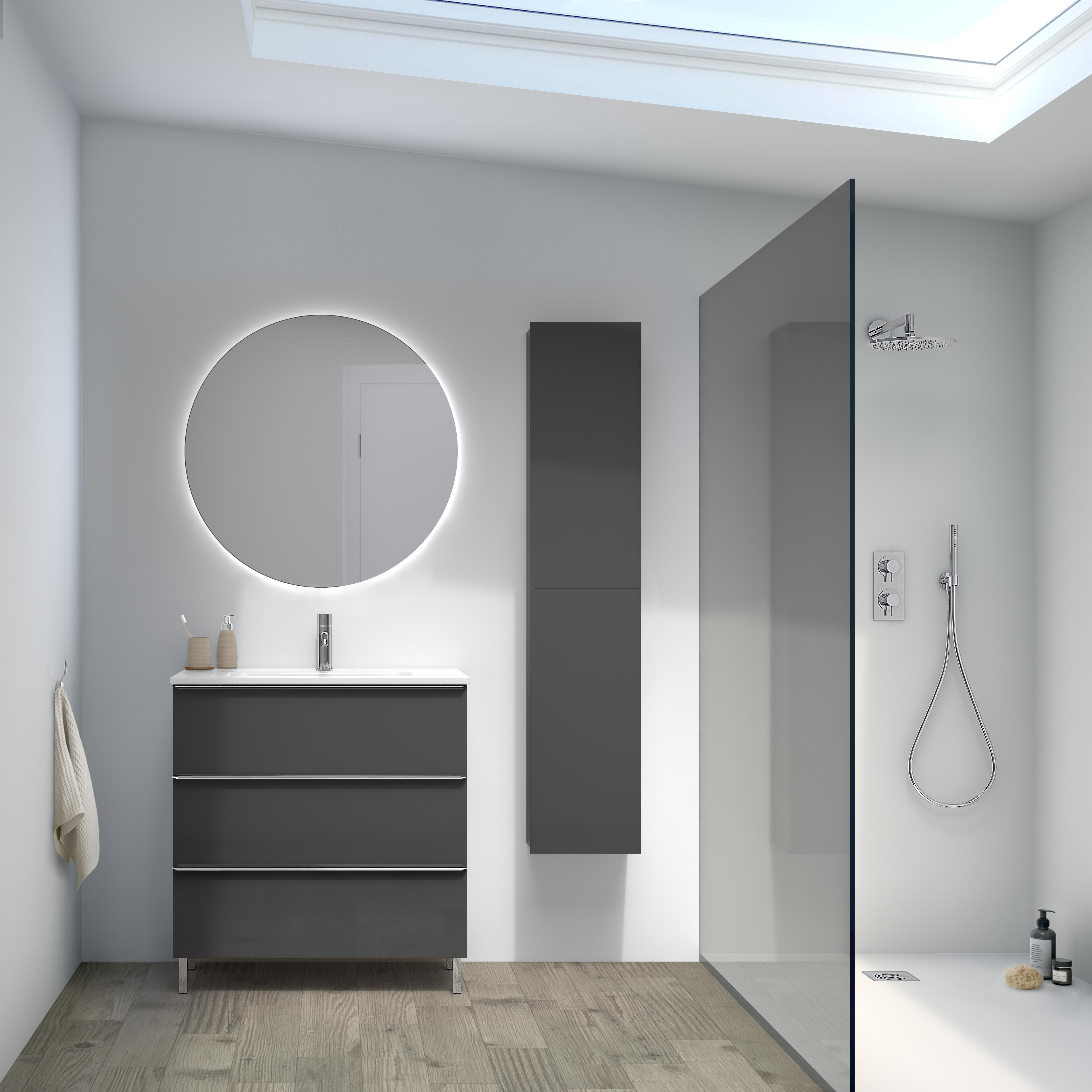 Mueble de baño con lavabo komplett antracita 80x45 cm
