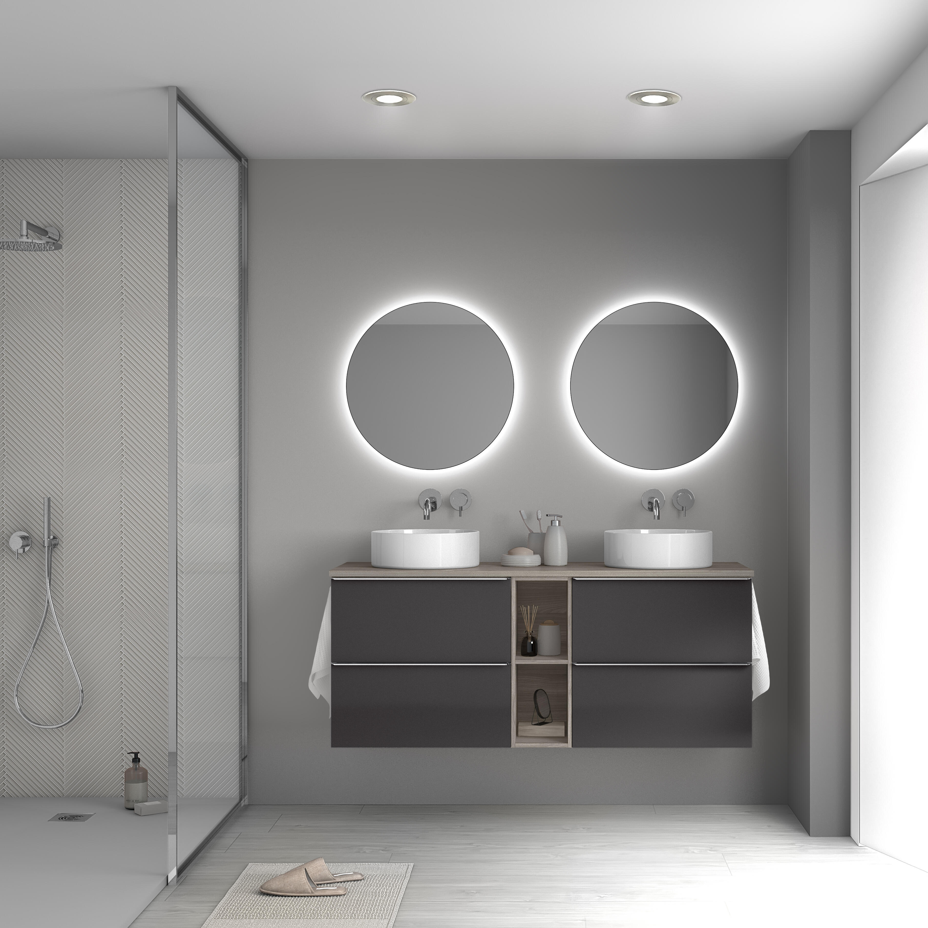 Mueble de baño con lavabo komplett antracita 140x45 cm