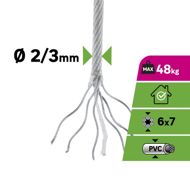 Câble d'acier Pösamo Ø 3 mm, 10 m acier galvanisé - HORNBACH Luxembourg