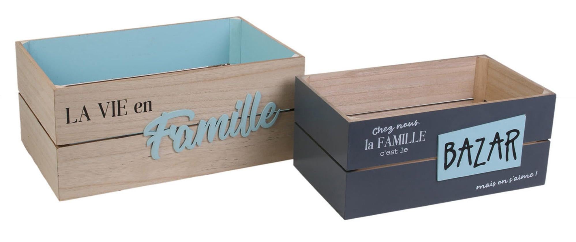 Set de dos cajas de madera color gris de 16x23 1x37cm de la marca Sin marca