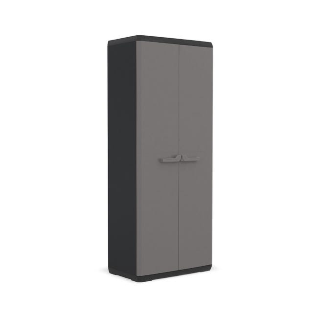 Armario alto baldas de resina 68x166x39 cm color gris puertas correderas | Leroy Merlin