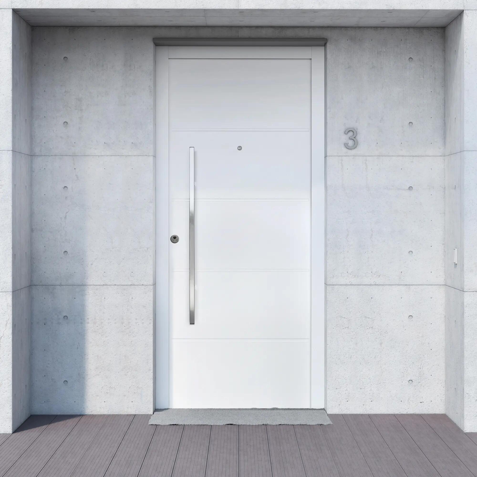 Puerta de entrada metálica saga cintia derecha blanco de 90x210 cm