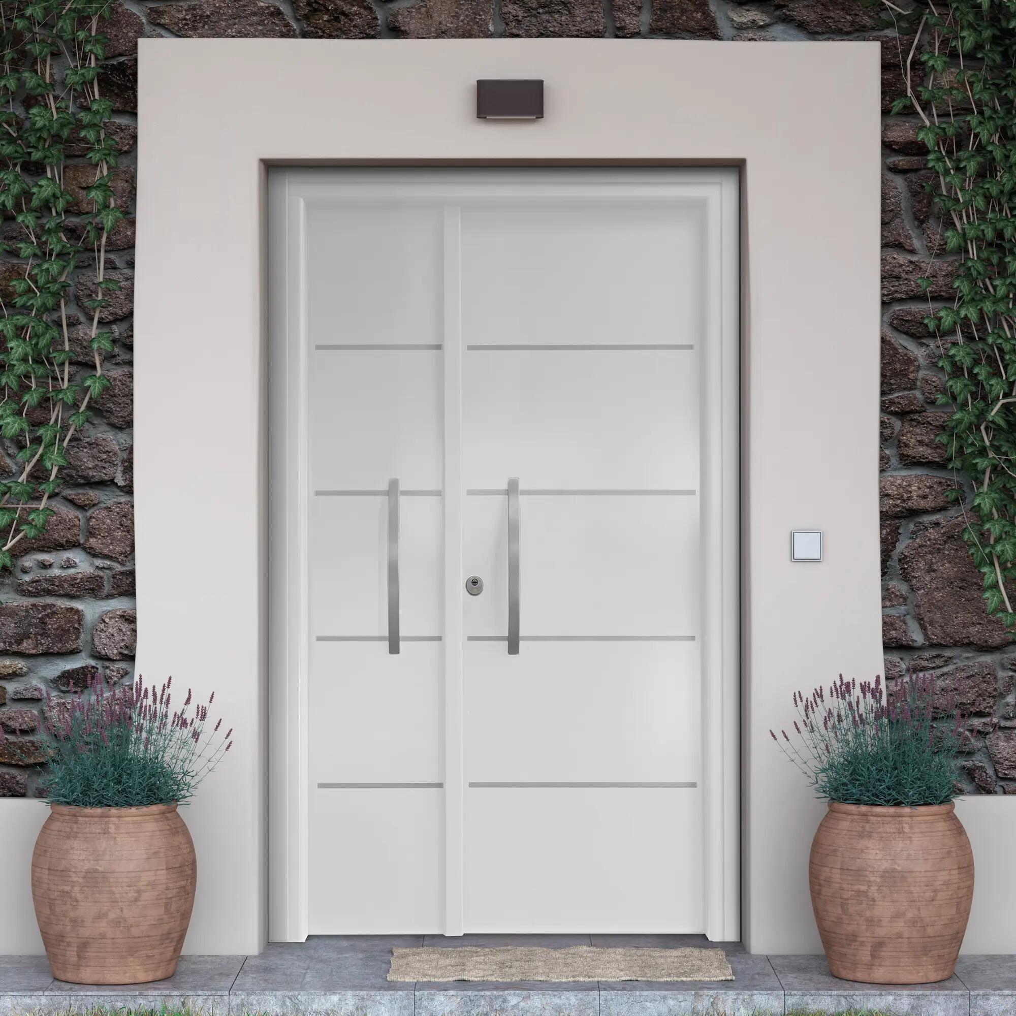 Puerta de entrada cintia fm doble hoja blanca derecha 142,5x210 cm