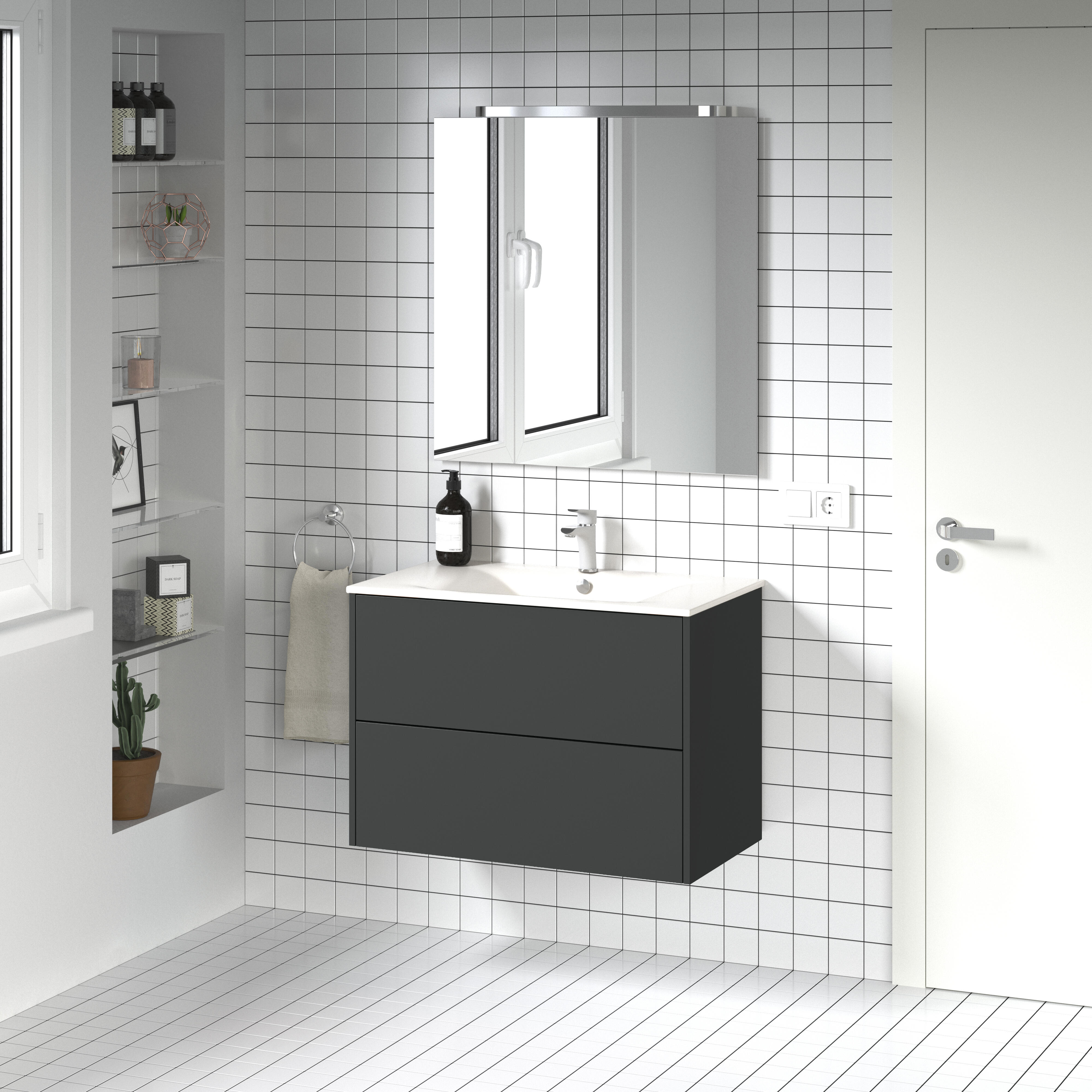 Mueble de baño con lavabo dreams grafito 60x45 cm
