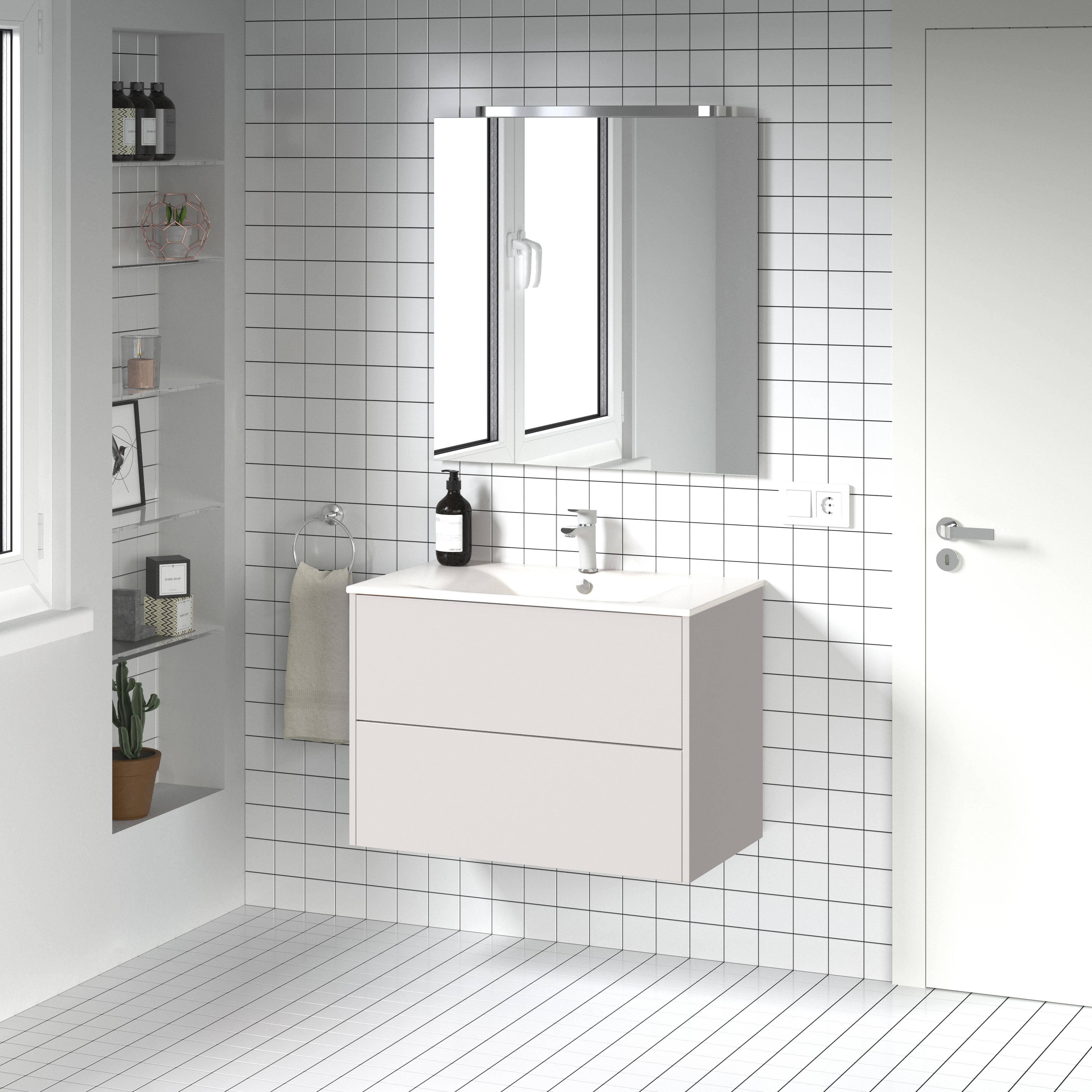 Mueble de baño con lavabo dreams blanco roto 80x45 cm