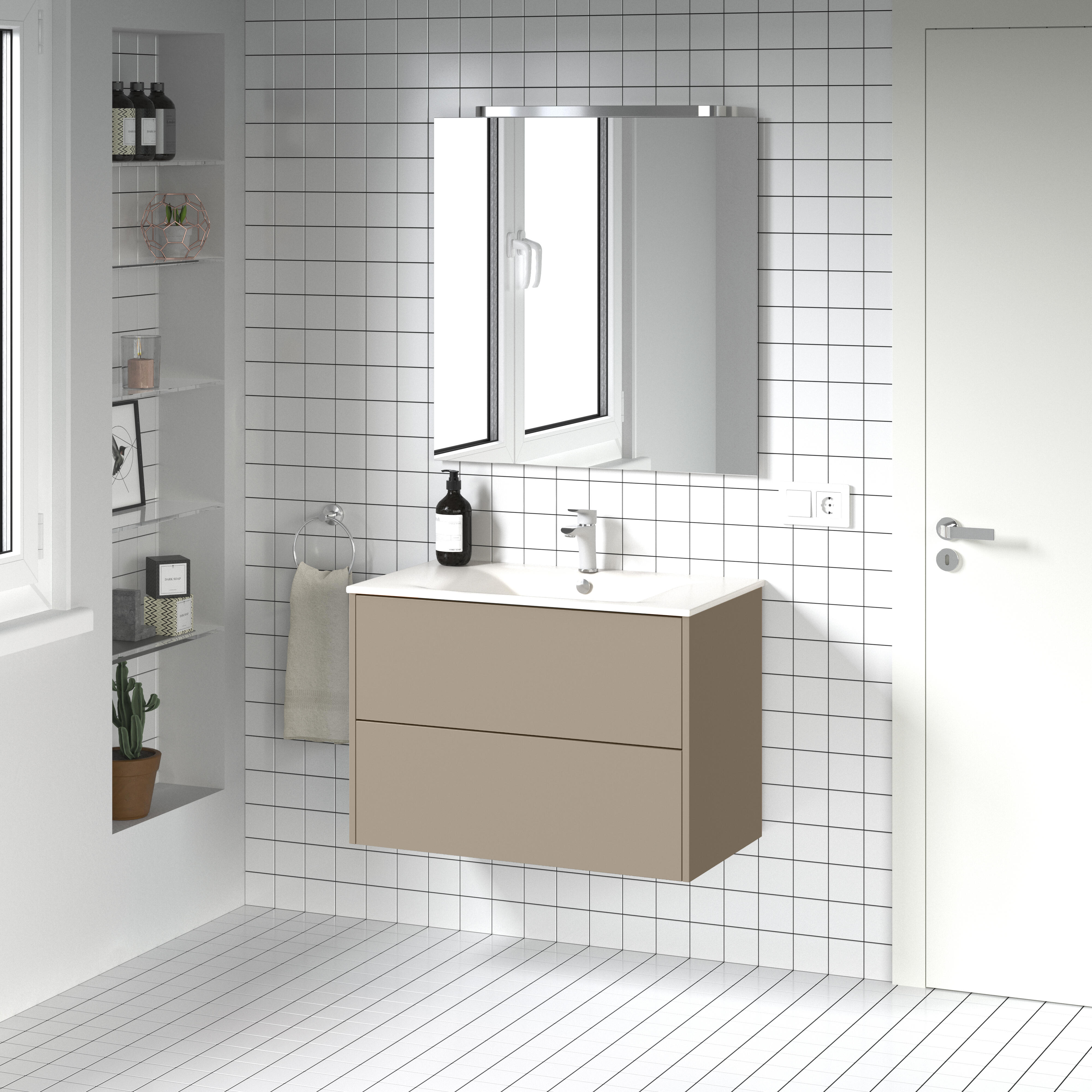 Mueble de baño con lavabo dreams beige 80x45 cm