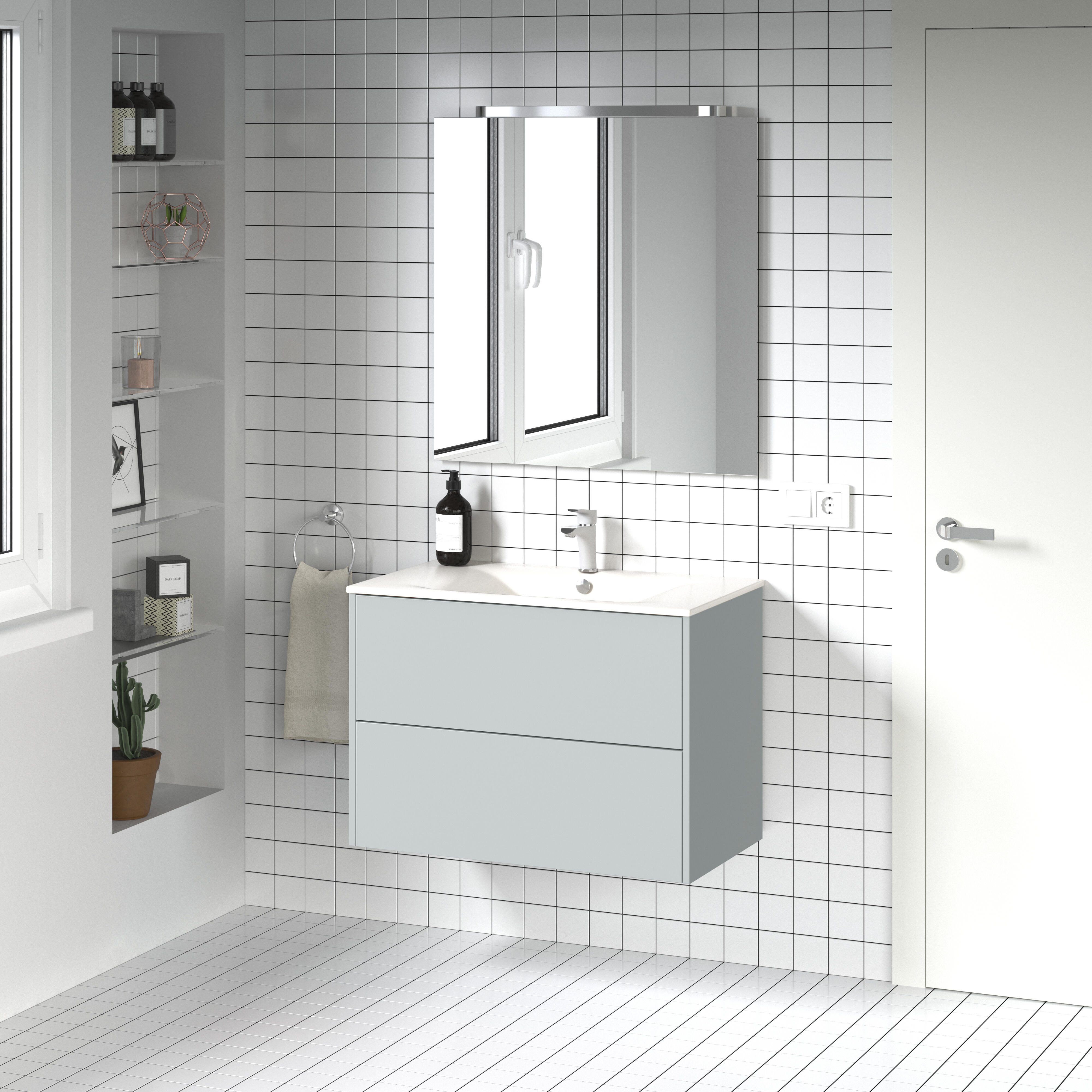 Mueble de baño con lavabo dreams gris 80x45 cm
